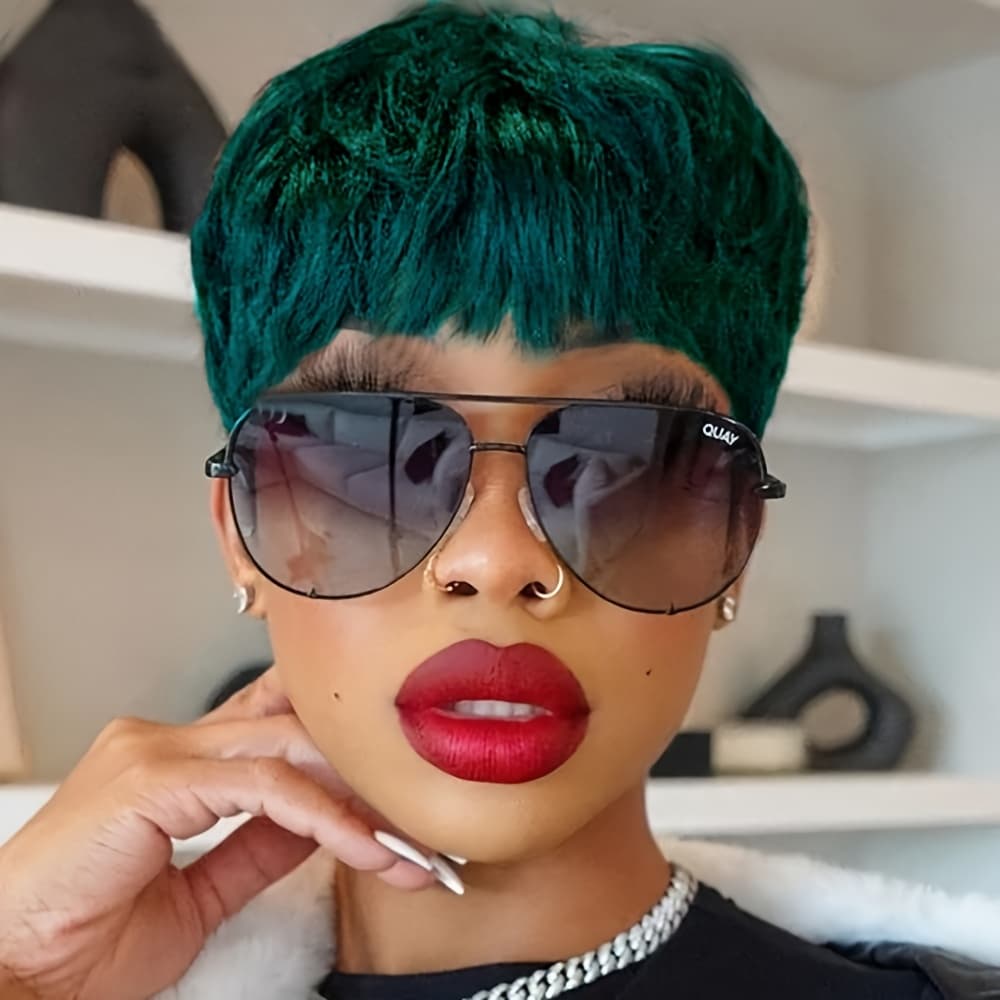 TEMU Synthetic Wigs Featuring A Short Cut And Bangs, Ideal For Women. Perfect For Occasions Like Halloween, Christmas Parties, And Music Festivals