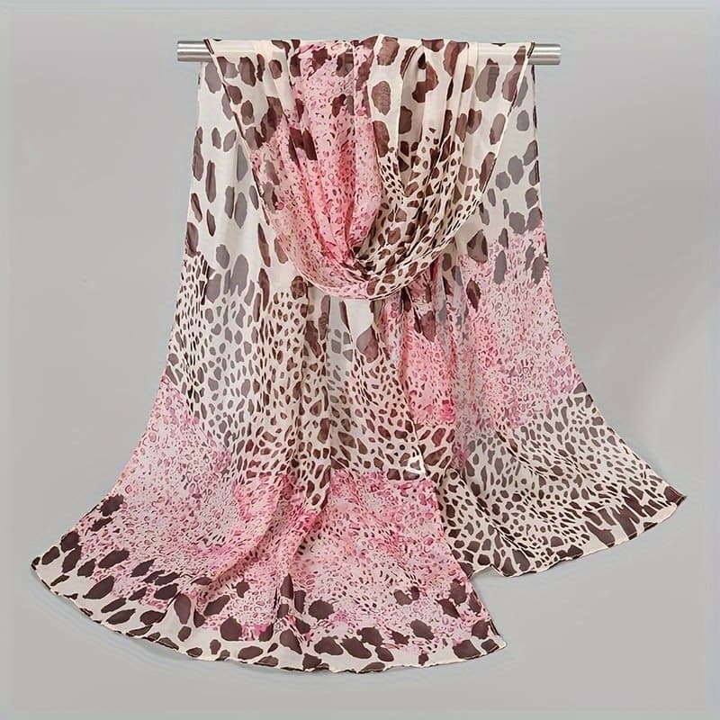TEMU 1pc Retro Bohemian Leopard Print Scarf Suitable For, Sun Shield & Windproof Shawl - Lightweight Breathable For Beach, Travel, Outdoor Activities