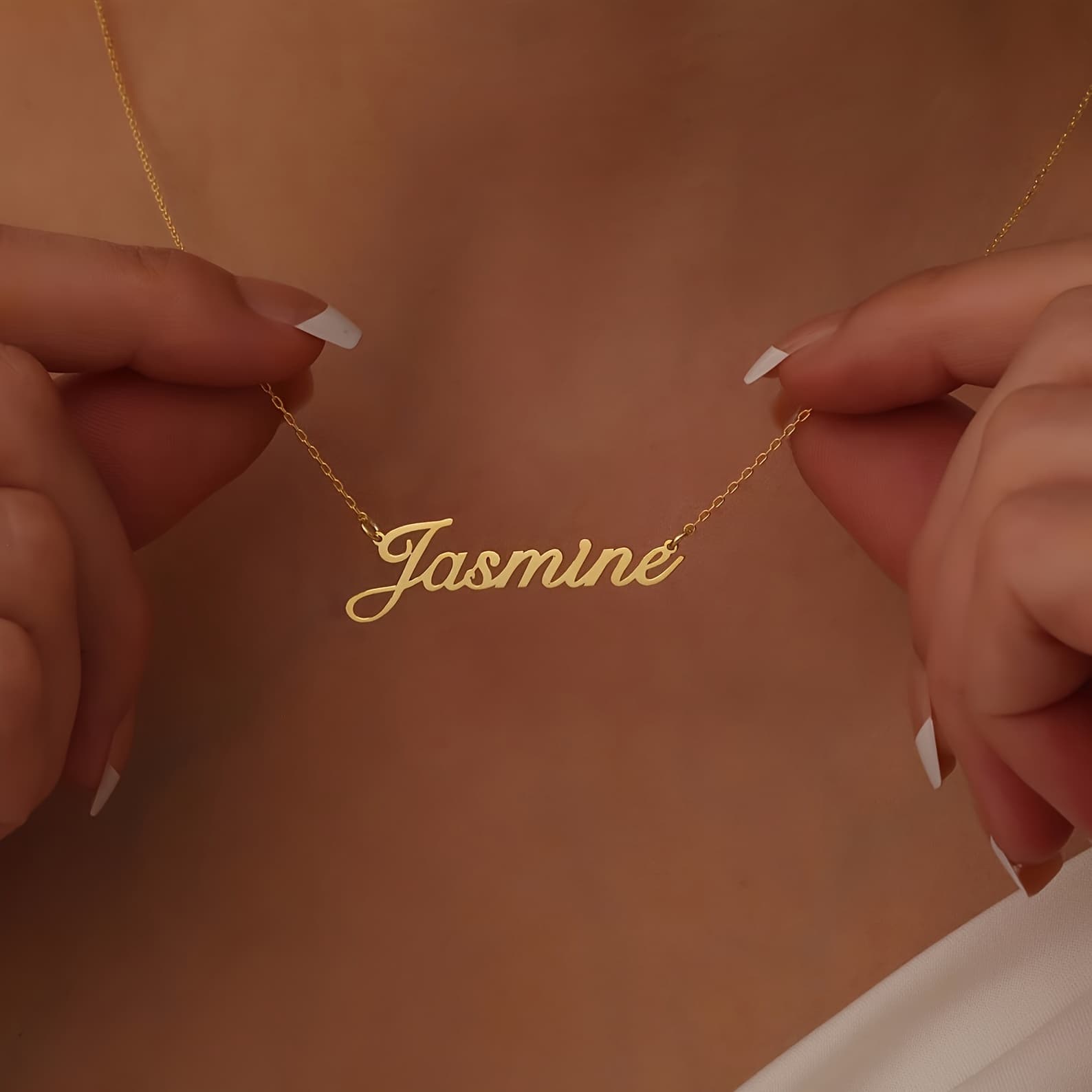 TEMU 1 Personalized Bohemian Name Necklace - Custom Cursive Golden Stainless Steel Delicate Chain, Elegant Daily Party Jewelry Gift For Women, Fashion Additions, Modern , Jewelry