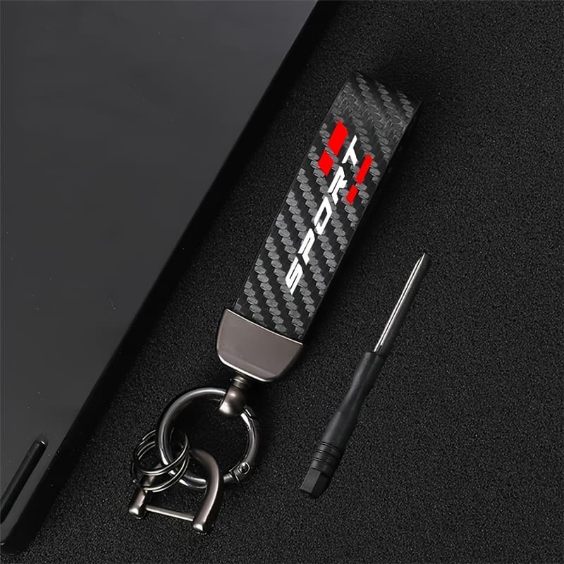 TEMU 1pc Heavy-duty Keychain With Screwdriver | Faux Leather, Carbon Fiber Texture, , Durable Alloy Material,