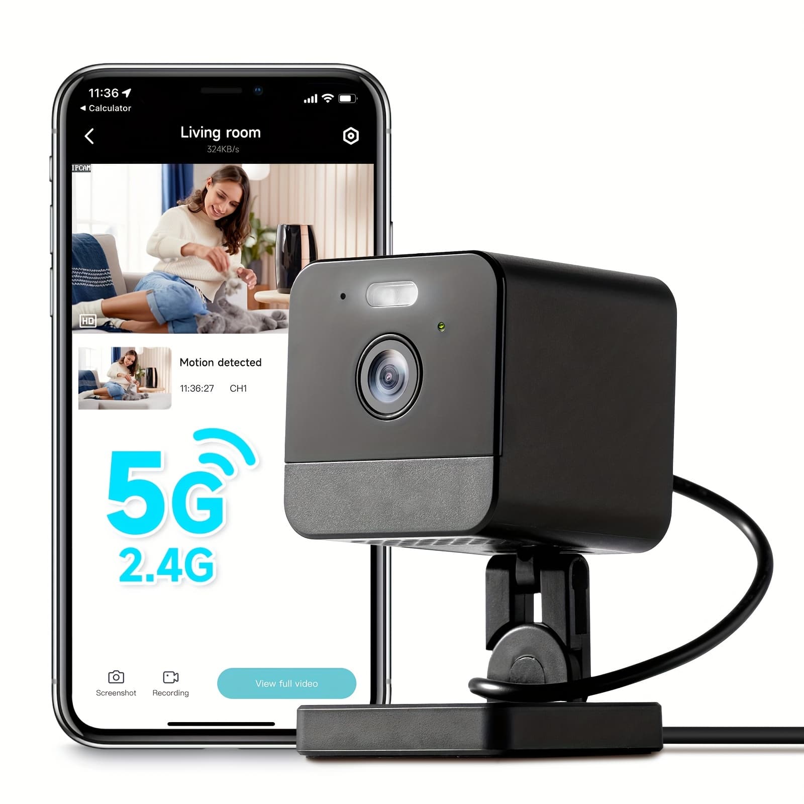TEMU 3mp Indoor Camera With Motion Detection, 2.4g/5g Wifi, Baby Monitor, Night Vision, 2-way Audio & Siren, Cloud & 256g Sd Storage,
