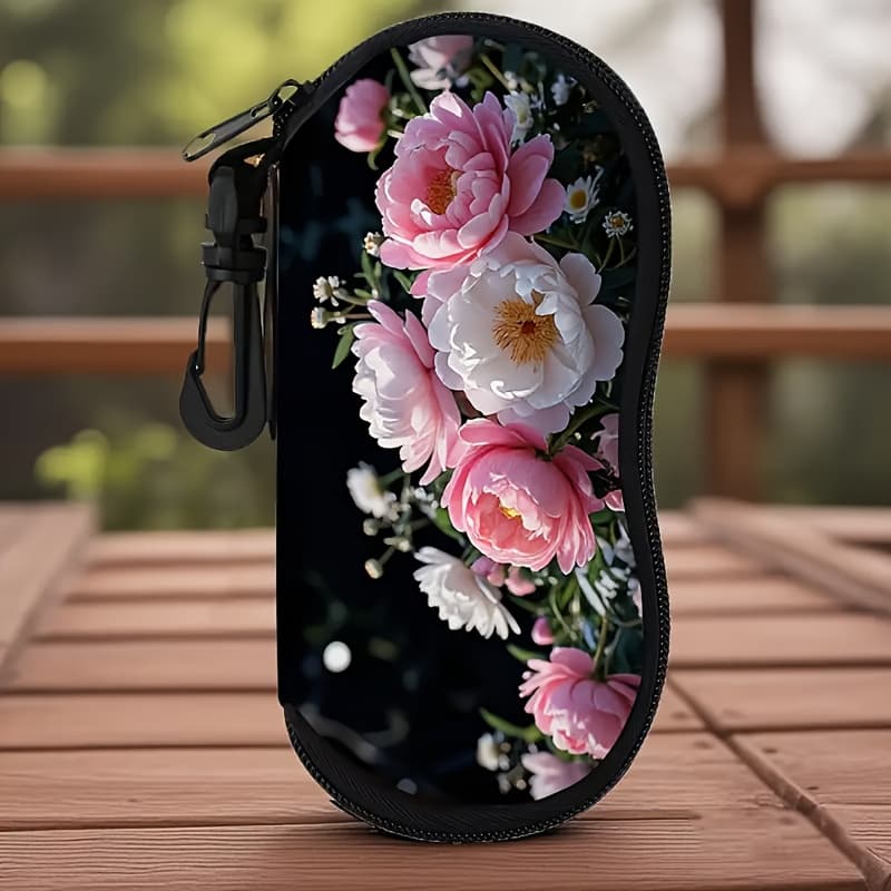TEMU 1pc Flower Eyeglass Case Compatible For - Neoprene Soft Durable Scratch-resistant Eyeglasses Holder With Pattern, Compact -friendly Eyewear Case For Glasses (reading,,)
