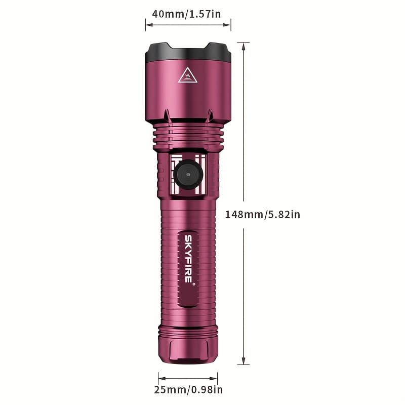 TEMU The Skyfire Tactical Flashlight With High Brightness Offers Adjustable Focus, 5 Different , And A Usb-c Charging Option. A Must-have For Camping, Hiking, Survival, And Emergency At Home