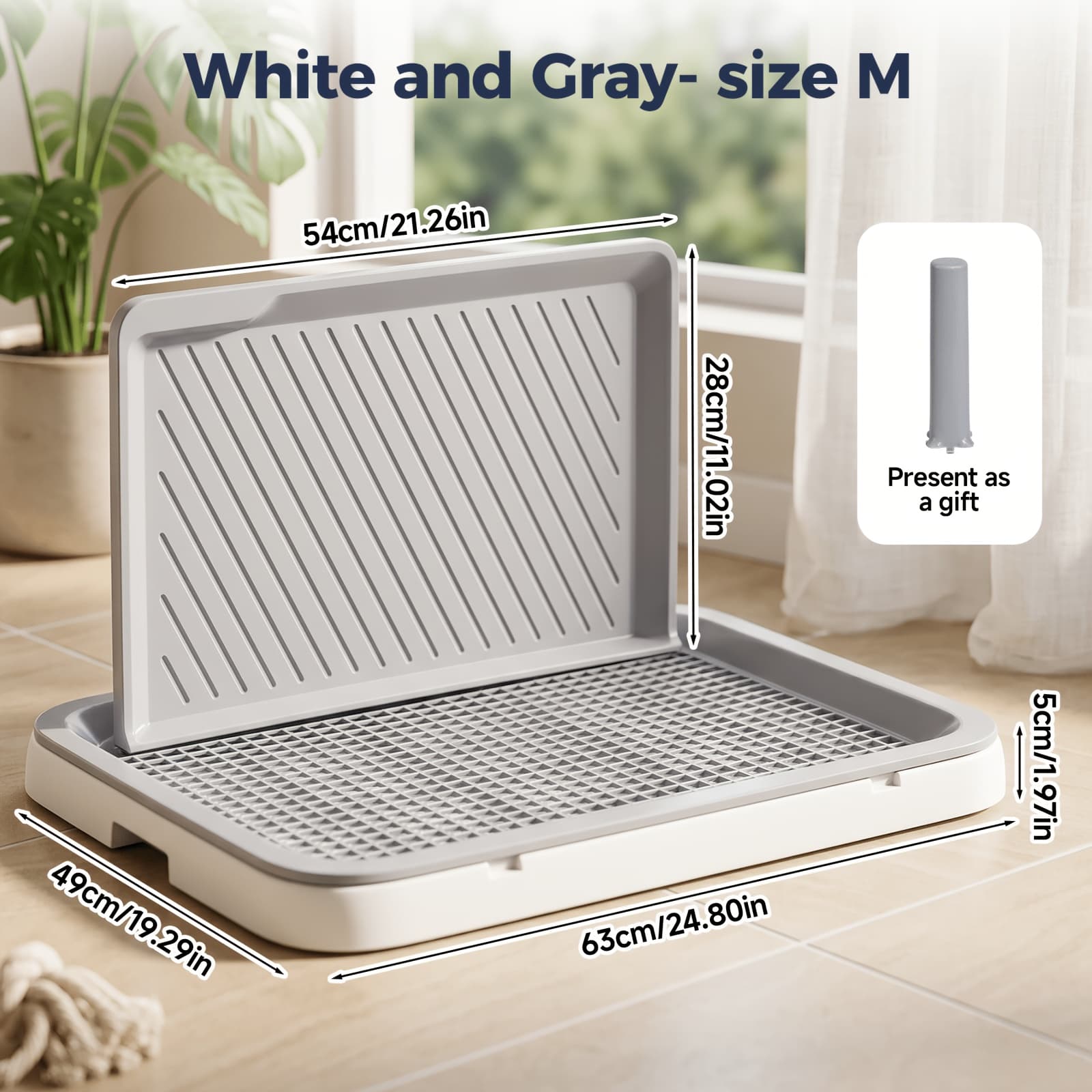 TEMU [puppy Splash Guard] Dog Potty Tray With Removable Grating, Leak-proof Indoor Dog Toilet For Training, High-sided & Non-slip Base, Easy To Clean, Training Tray With Stand For Small To Medium Dogs