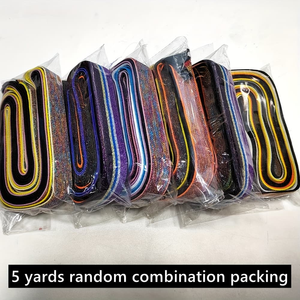 TEMU 5-yard Roll Of 2.2cm-2.5cm / 0.87inch-0.98inch Golden Stripe Elastic Waistband For Jeans Decoration, Clothing Accessories, And Sewing Projects