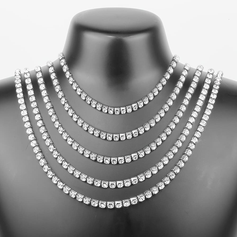 TEMU Necklace For Men Shiny Hip Hop Tennis Chain Necklace 4mm For Men And Women Jewelry Necklace Christmas Valentine's Day Gift
