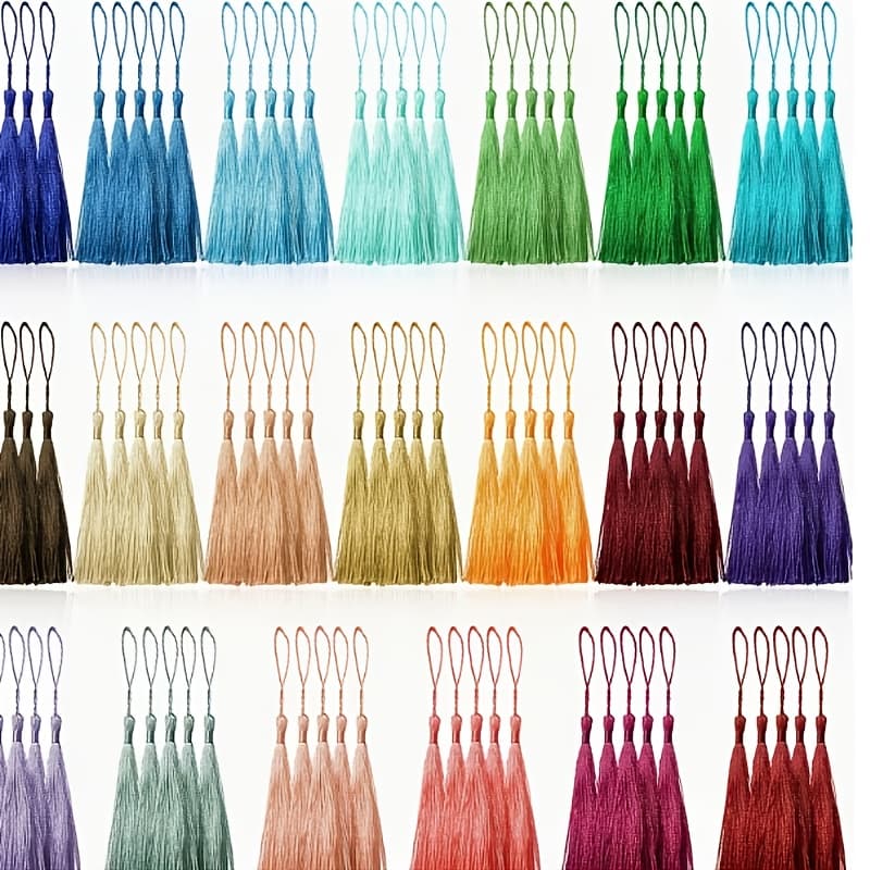 TEMU A Set Of 26 Assorted Color Handmade Mini Tassels For Soft Craft Decoration, Perfect For Hanging Ornaments