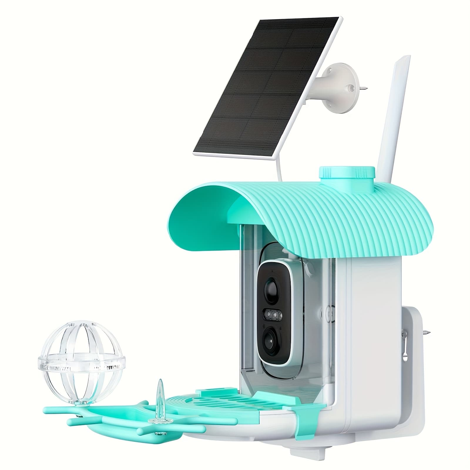 TEMU Ai Feeder With Camera, Solar Powered, With 4mp Hd Camera, 2k Resolution, Remote Monitoring, Live Viewing, Video Recording, Motion Detection Alerts, Squirrel-proof, Ip66, Gift For Bird Lovers