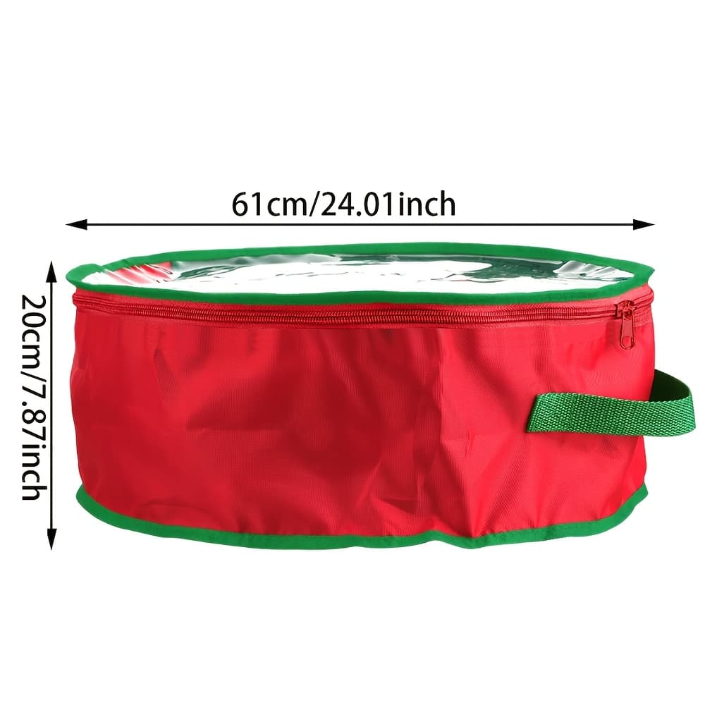 TEMU 1pc Christmas Wreath Organizer Bag Garland Holiday Container With Tear Resistant Material - Featuring Heavy Duty Handles And Slot For Autumn And Winter, New Year Gifts