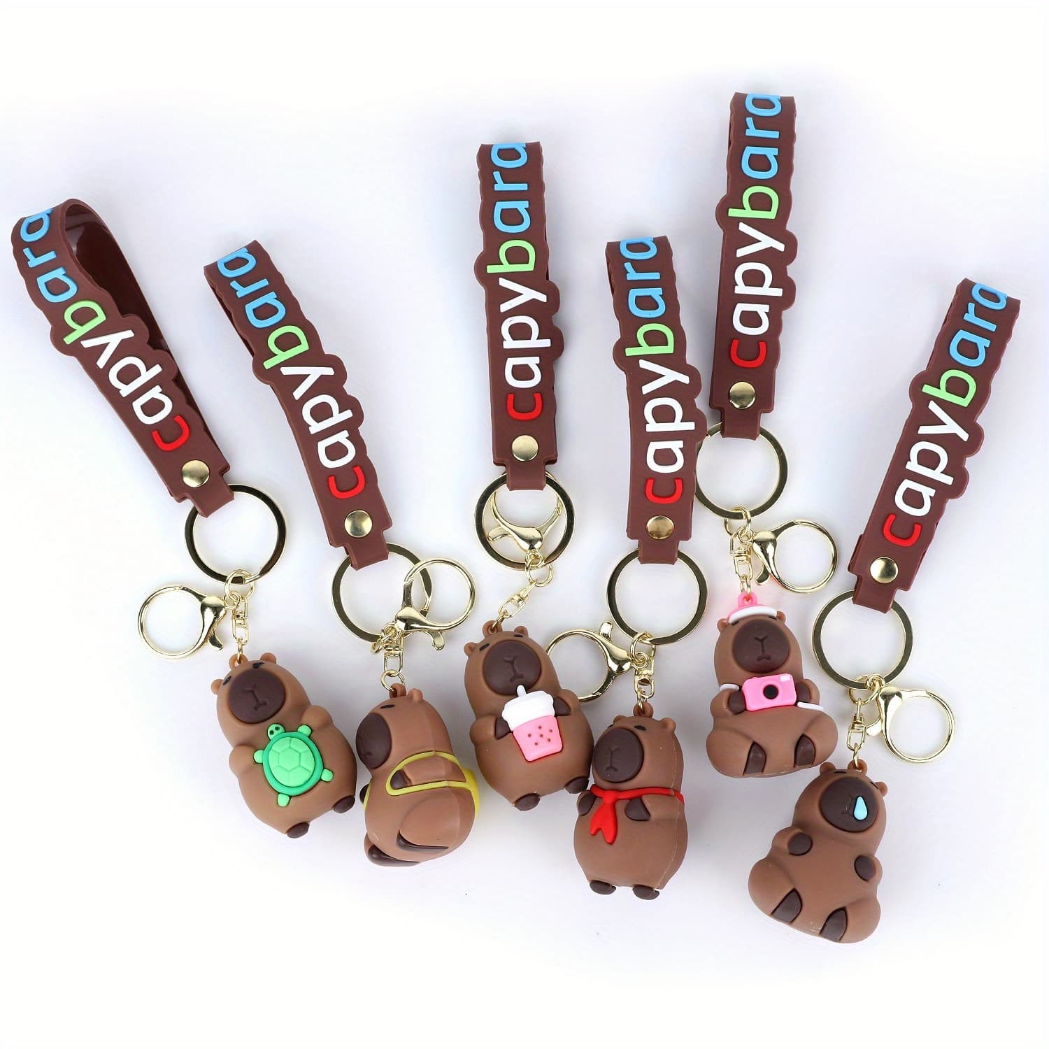 TEMU 6pcs Kapibala Capybara Keychain - Cute Bag Hanging Decoration Small Gift, Suitabla For Keys And Car Decorations - For , Thanksgiving Gift, Party Gifts, Birthdays Gifts
