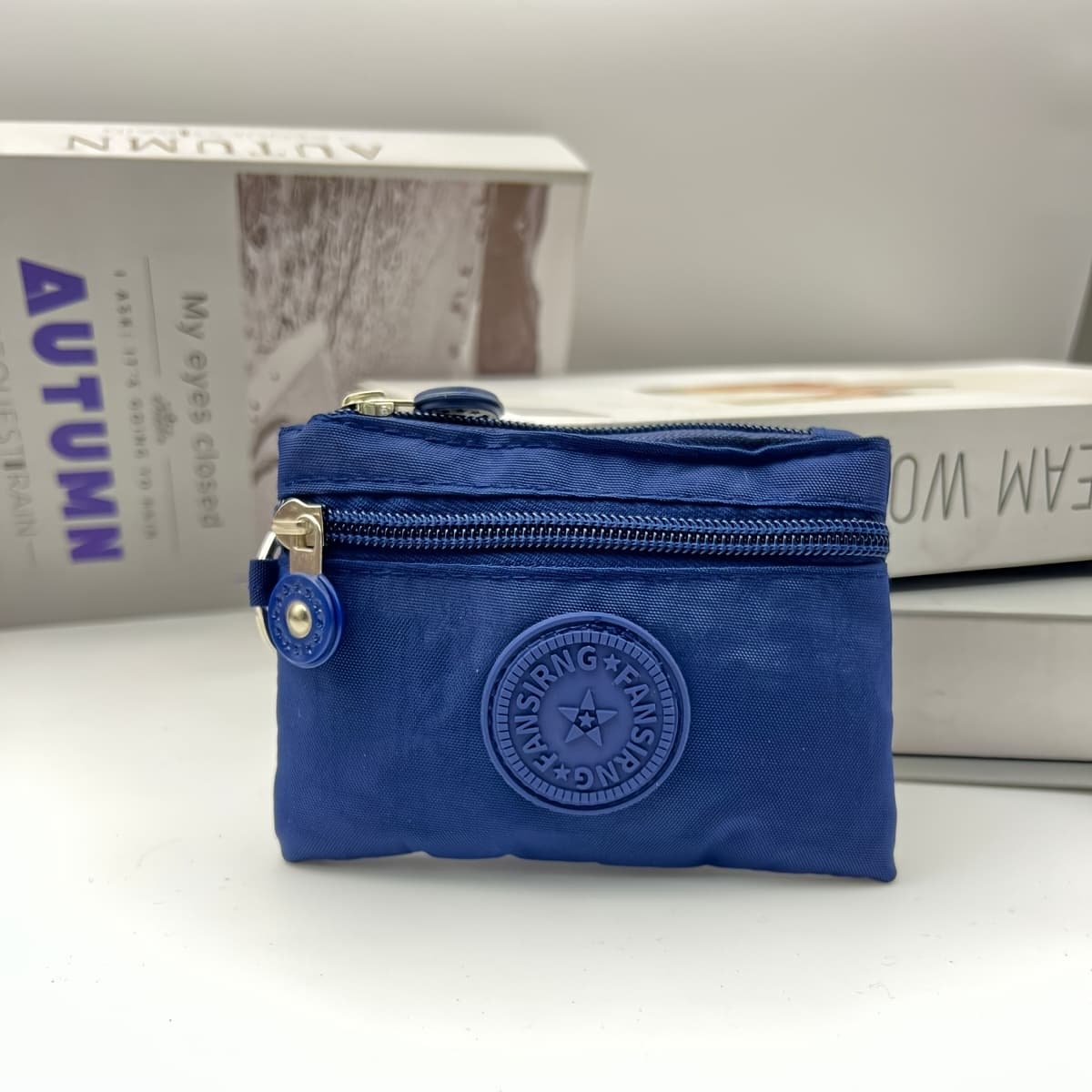 TEMU 1pc Double Zipper Wallet, Vintage Style Coin Purse, 2 Zipper High Quality Mini Wallet With Card Slots, Small Coin Bag For Women, Fashion Accessory, Hand Wash Or , No Embroidery