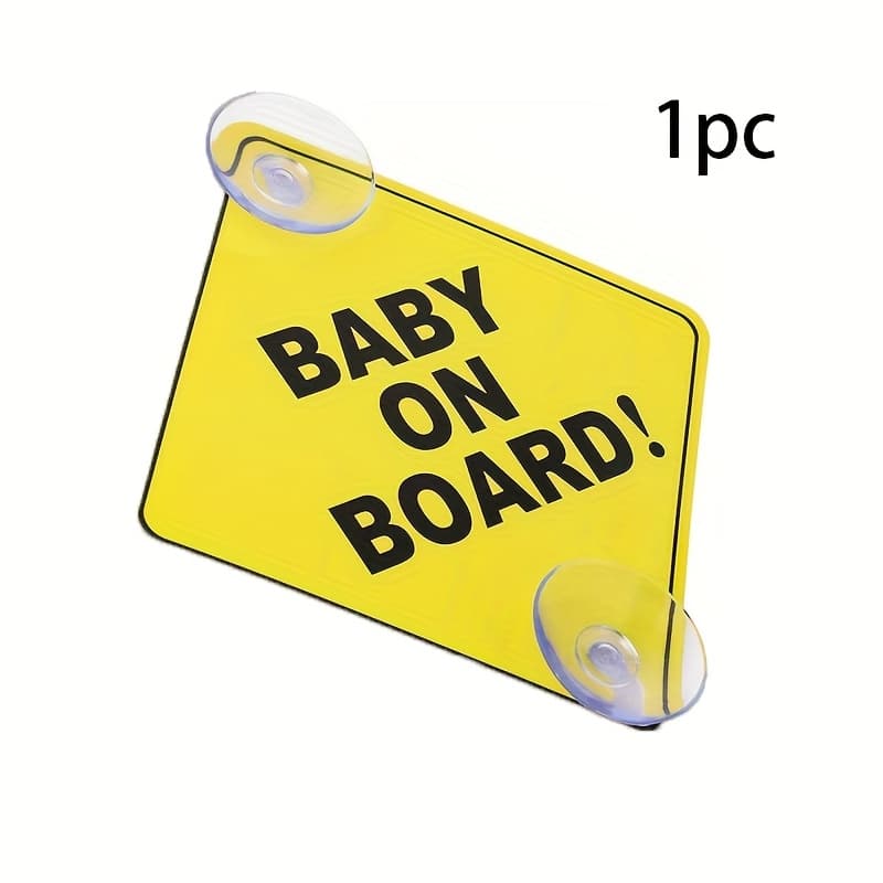 TEMU 1 Baby On Board Car Warning Signs, Sign With Double Suction Cups, Baby In Car Sticker For Car Window, Reusable Baby On Board Stickers, Christmas Decorations