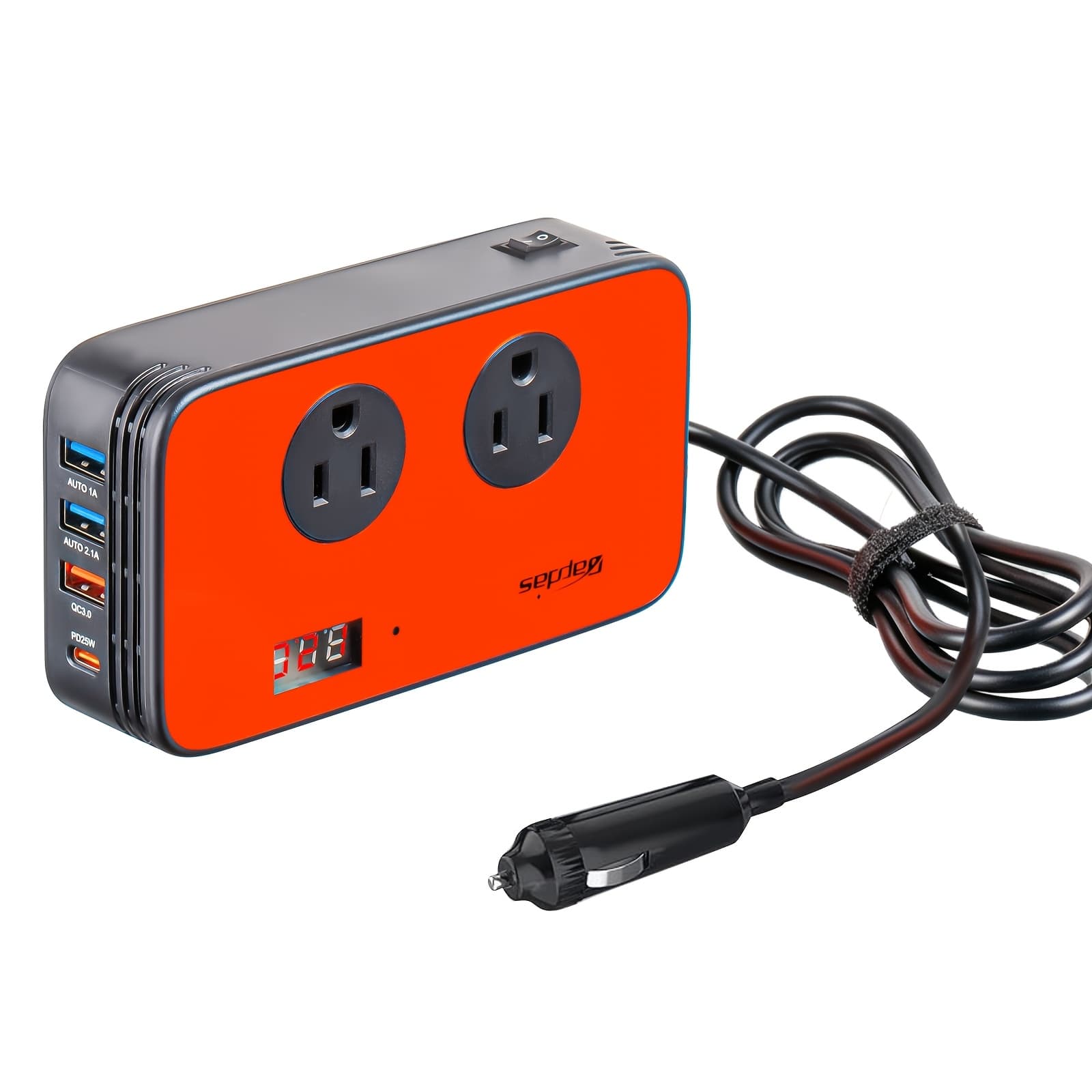 TEMU 300w Power Inverter For Car, 12v To Ac 110v Car Outlet Adapter With Pd 25w Usb-c, Qc3.0 And Lcd Display Red