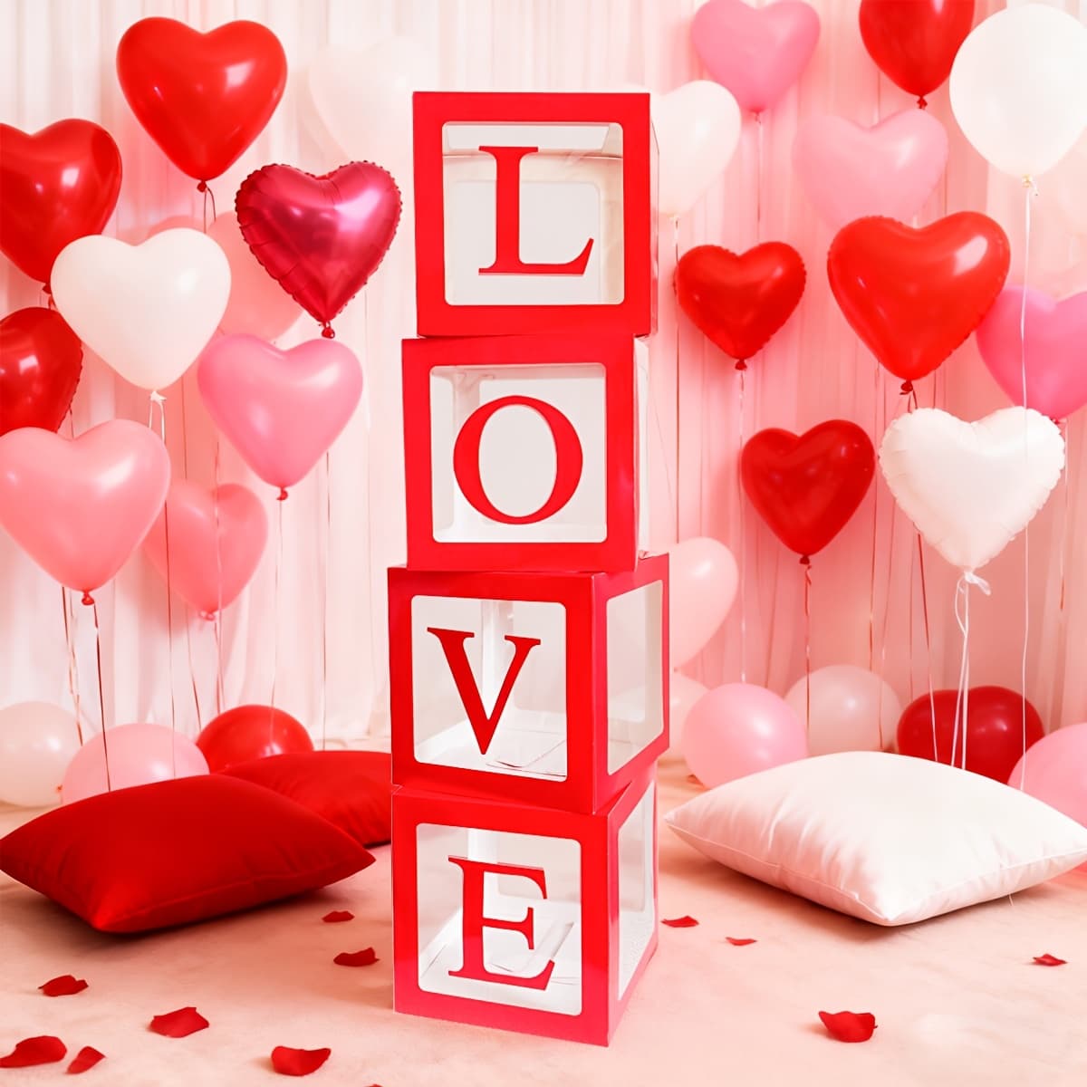TEMU 4pcs Balloon Box For Valentine's Wedding Proposal - Elegant Balloon-compatible Decoration Suitable For Weddings, Engagements, For Proposal & Decor (no Balloons Included)