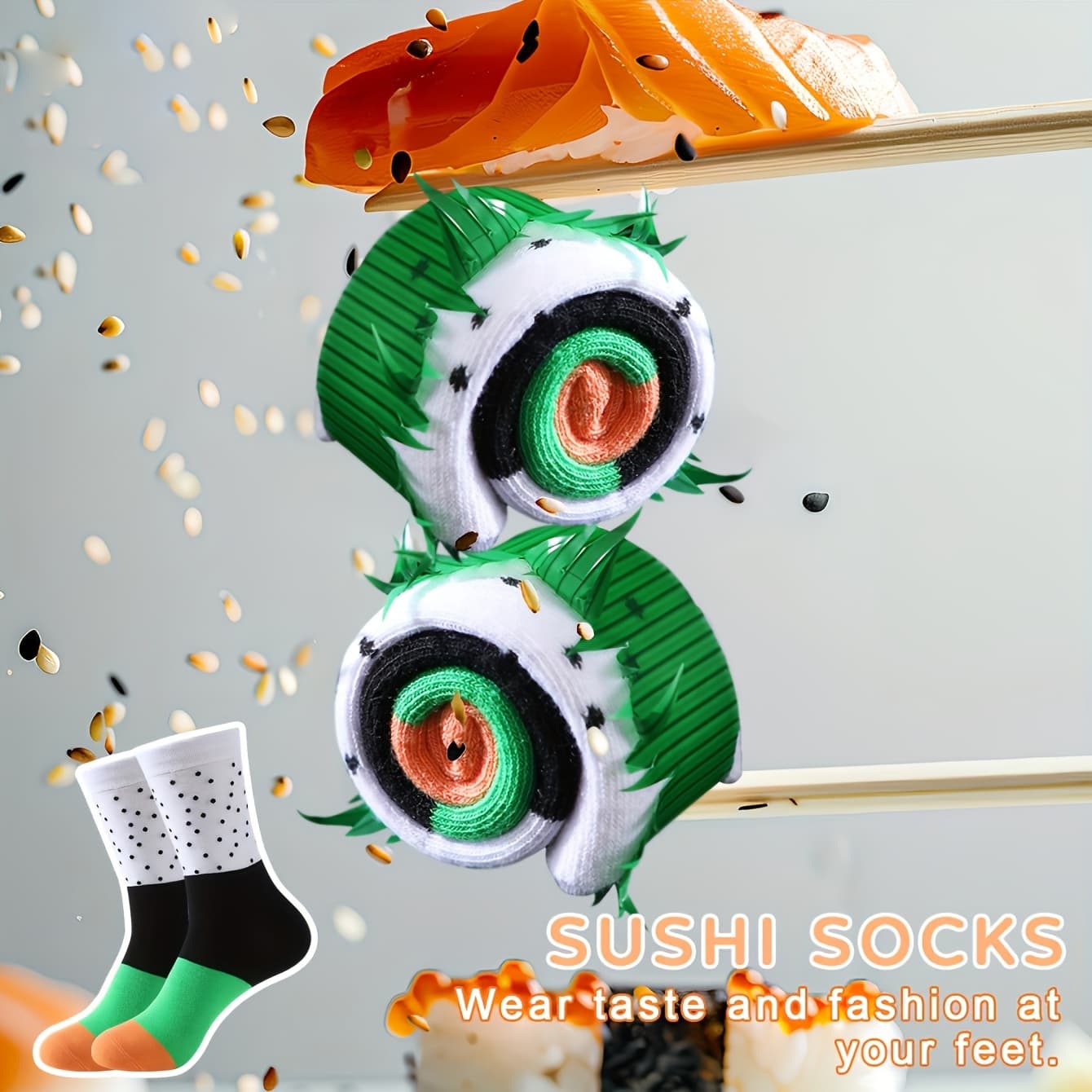 TEMU 1 Pair Novelty Sushi Suitable For - Funny Themed Sushi Socks With (/feet) - Hand Wash Only - Christmas, Valentine's Gift For - Quirky & Wear
