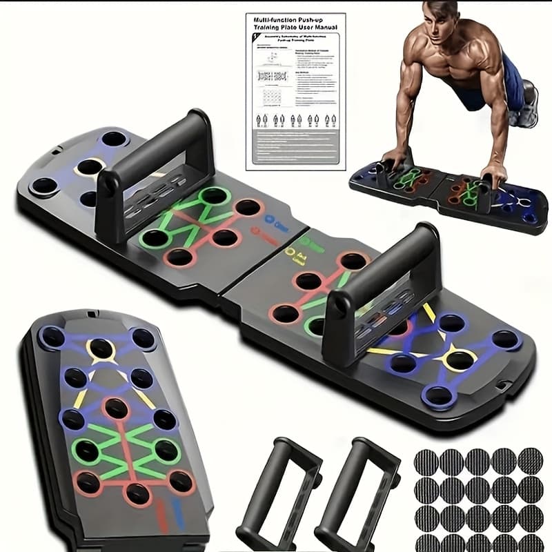 TEMU Adjustable Push Up Board With -like System & Non-slip Surface - Multifunctional Home Gym Equipment For Chest & Upper Training, Compact Workout Tool, Durable Construction, Workout Accessory.