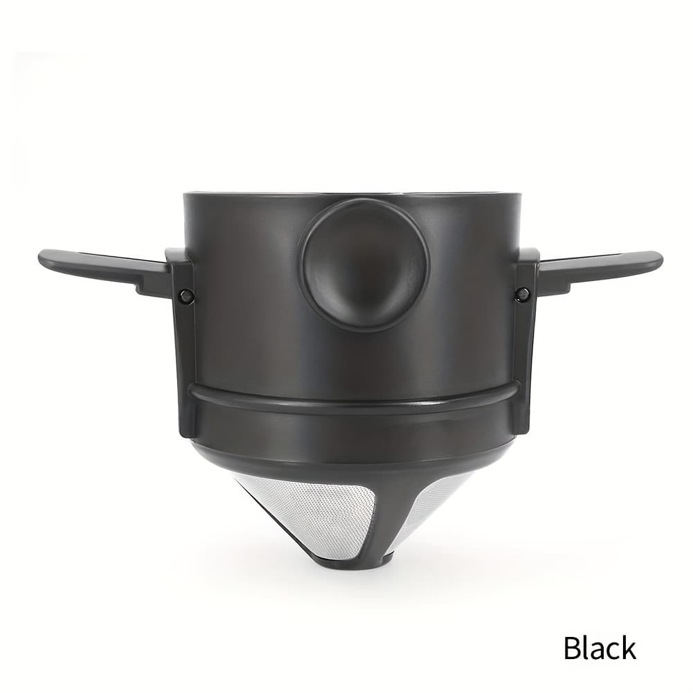 TEMU Portable Stainless Steel Reusable Coffee Filter With Foldable Dripper & Ear Hook - Design, Includes Storage For Brewing Rich, Smooth Coffee At Home Or