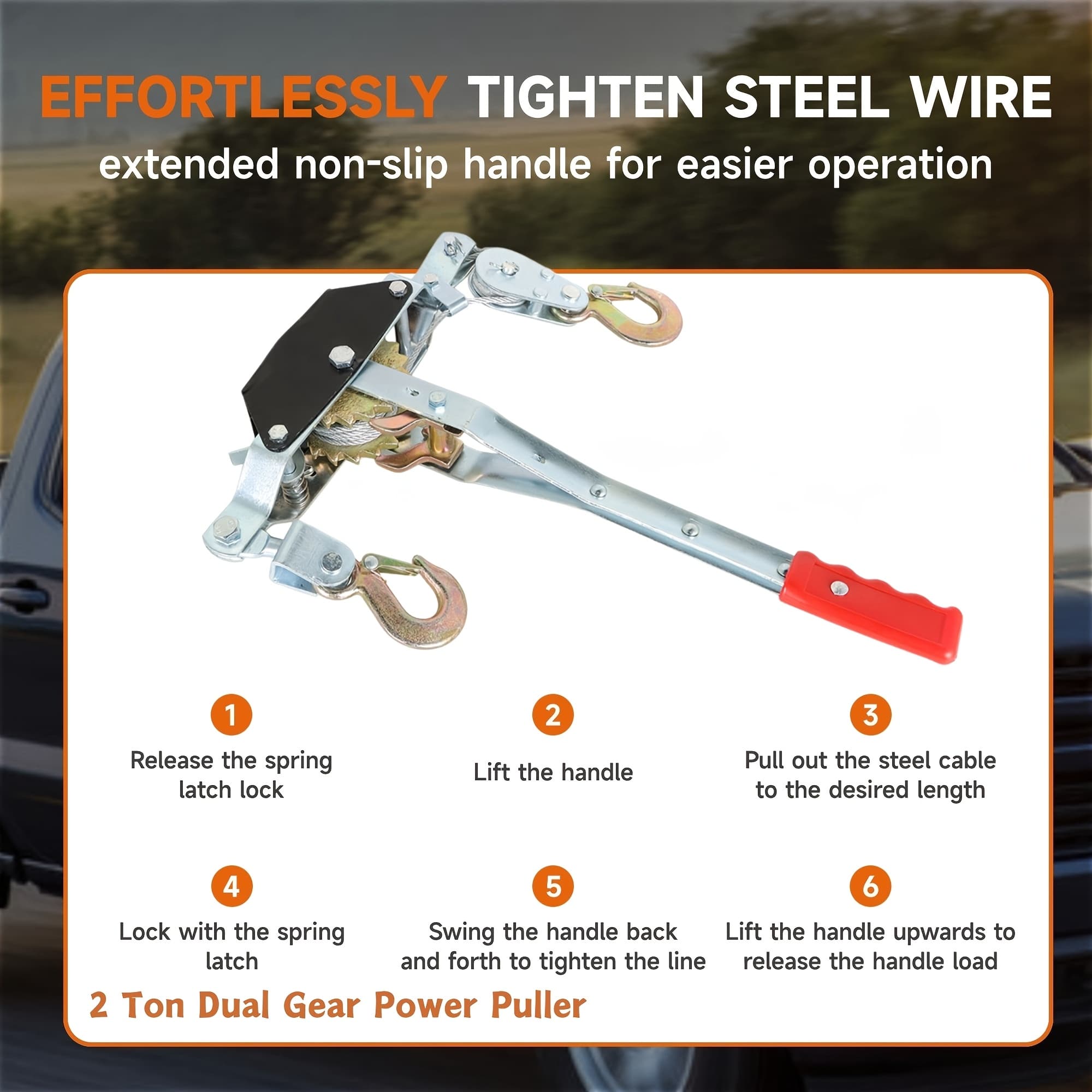 TEMU Dual Gear Come Along Heavy Duty Steel Cable Puller With For Car Fence Towing