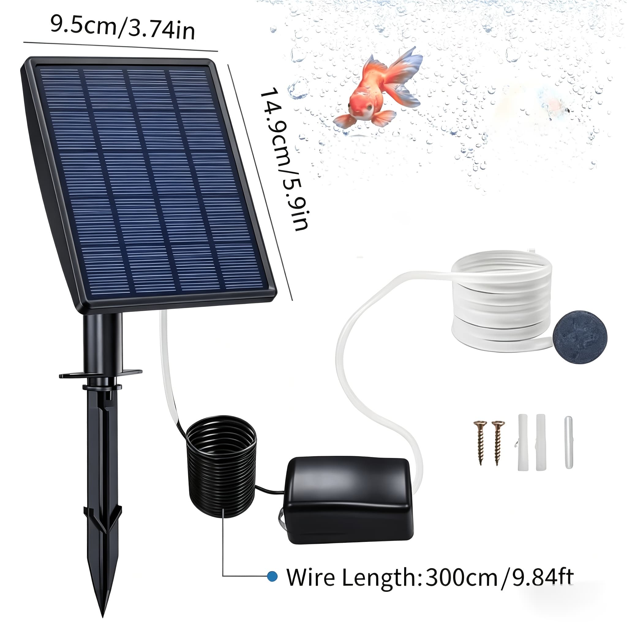 TEMU 2w Solar Air Pump With Stone, Solar Pond Aerator For Pond, Stock Tank, Fishing & Hydroponics