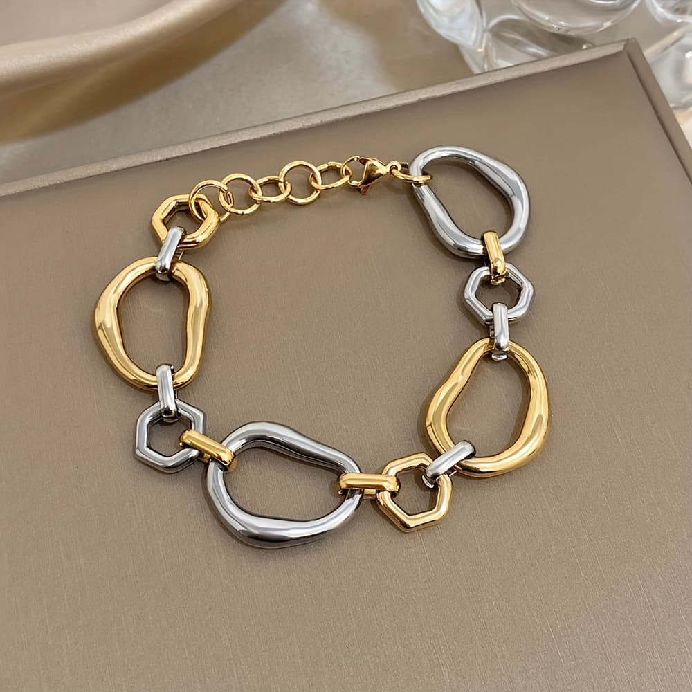 TEMU Fashionable, Creative And Trendy Metal Chain Bracelets, 304 Stainless Steel Bracelets, Suitable For Wearing As Accessories In Occasions, For Teenager