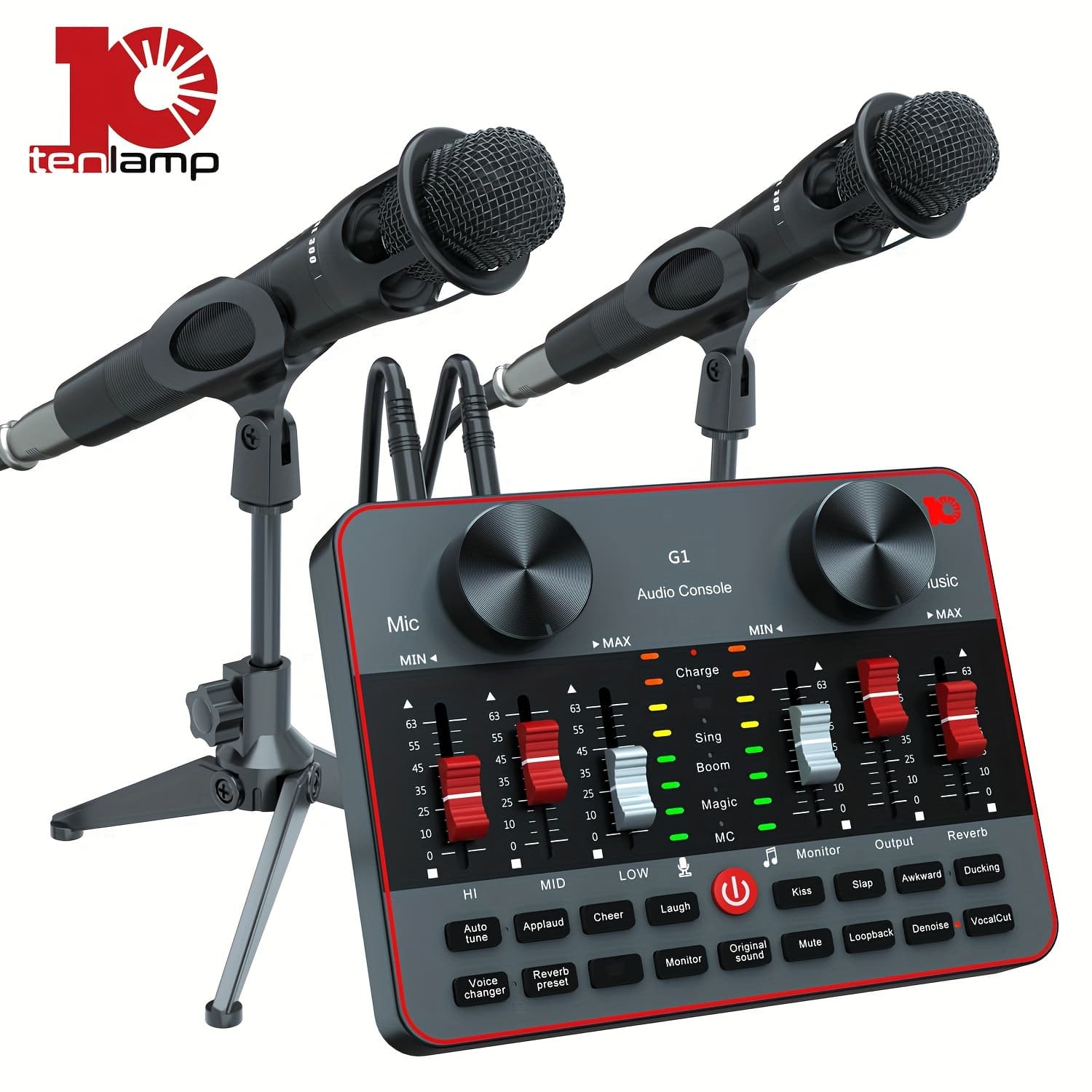 TEMU Podcast Equipment Bundle, Audio Interface Dj Mixer With 2 Condenser Microphones, Recording Studio Kit Live Sound Card For Singing Broadcast, Live Streaming, Gaming