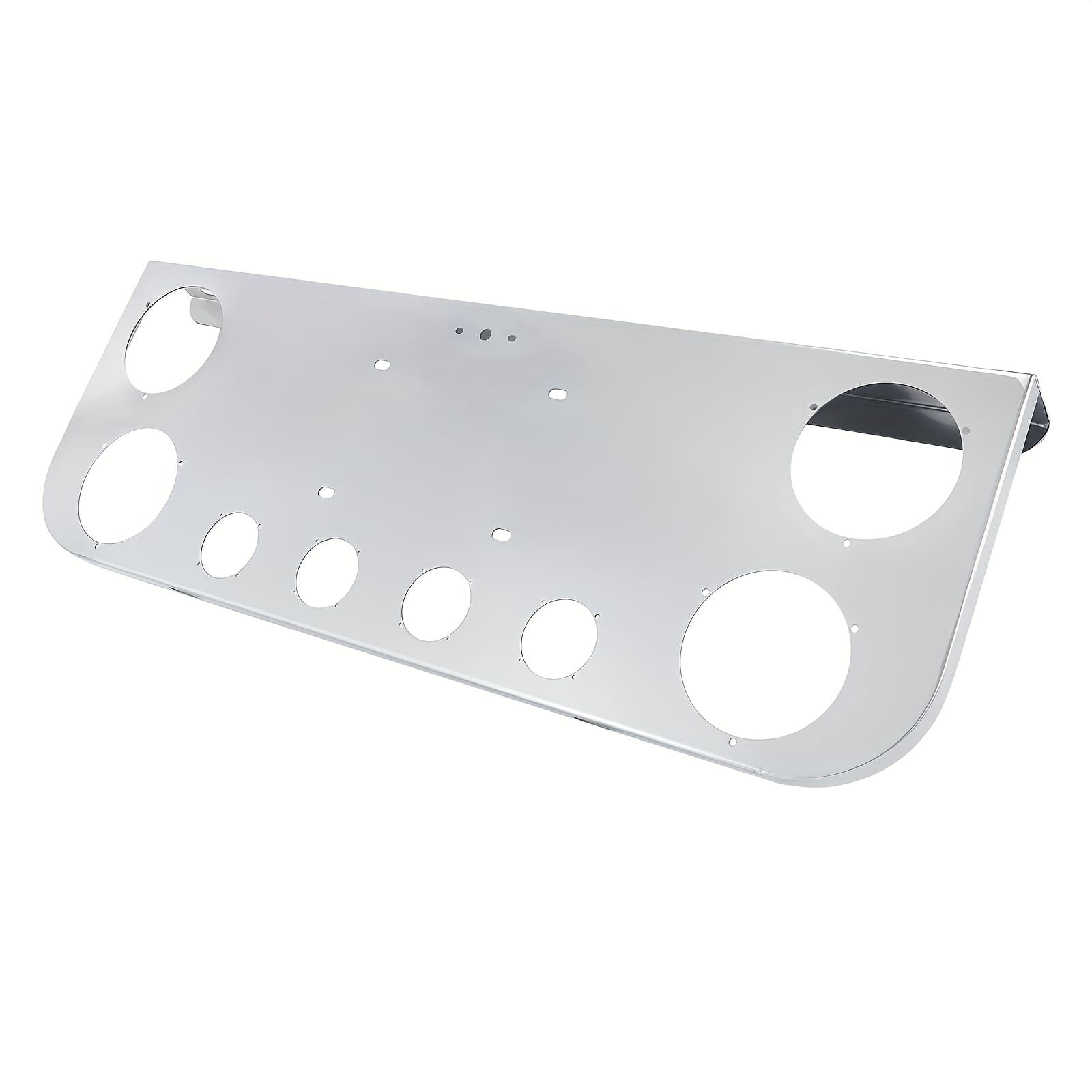 TEMU Tail Light Panel Stainless Steel Rear Panel With 4 Large (4.49") & 4 Medium (2.31") Round Light Cutouts, , Rustproof Fit For Semi-trucks, Trailers, Commercial Vehicles, Truck Safety Lights