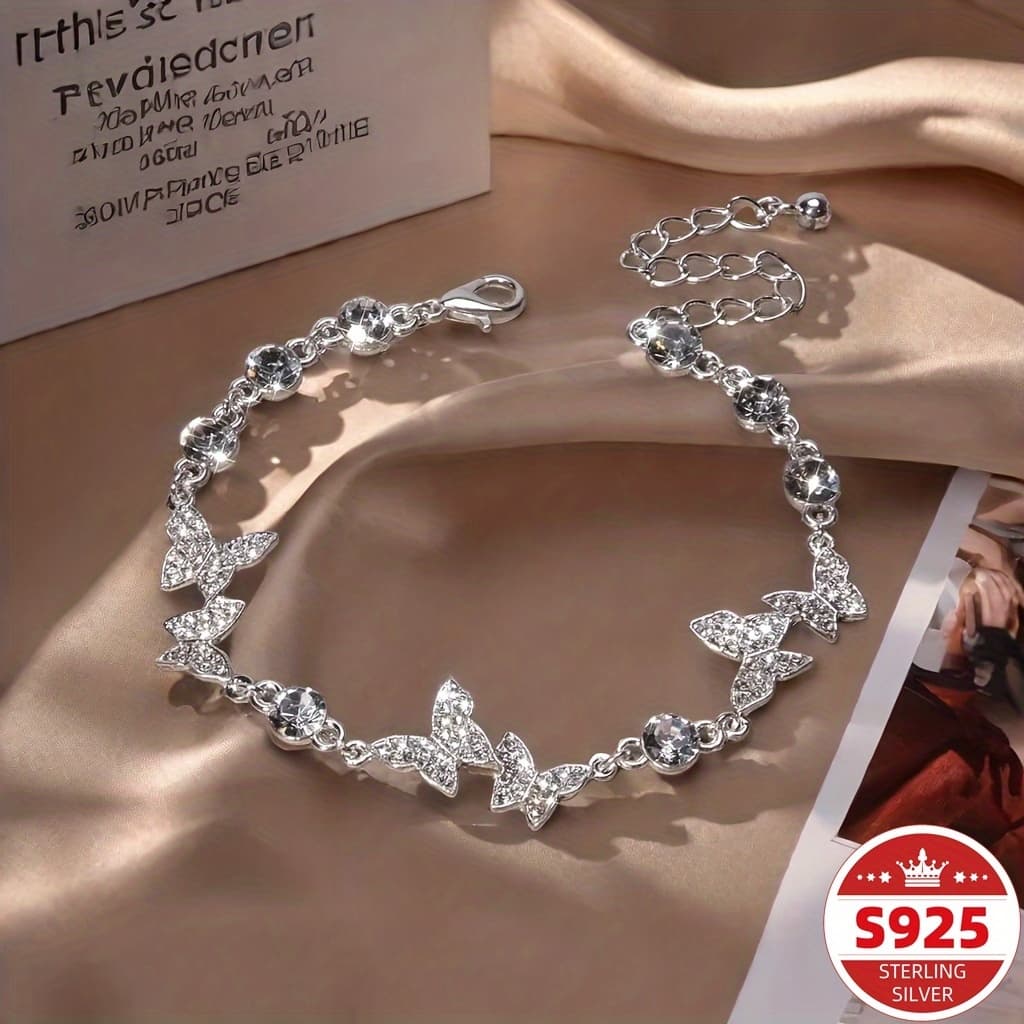 TEMU A Perfect 925 Sterling Silver Bead Bracelet - For A Lady.