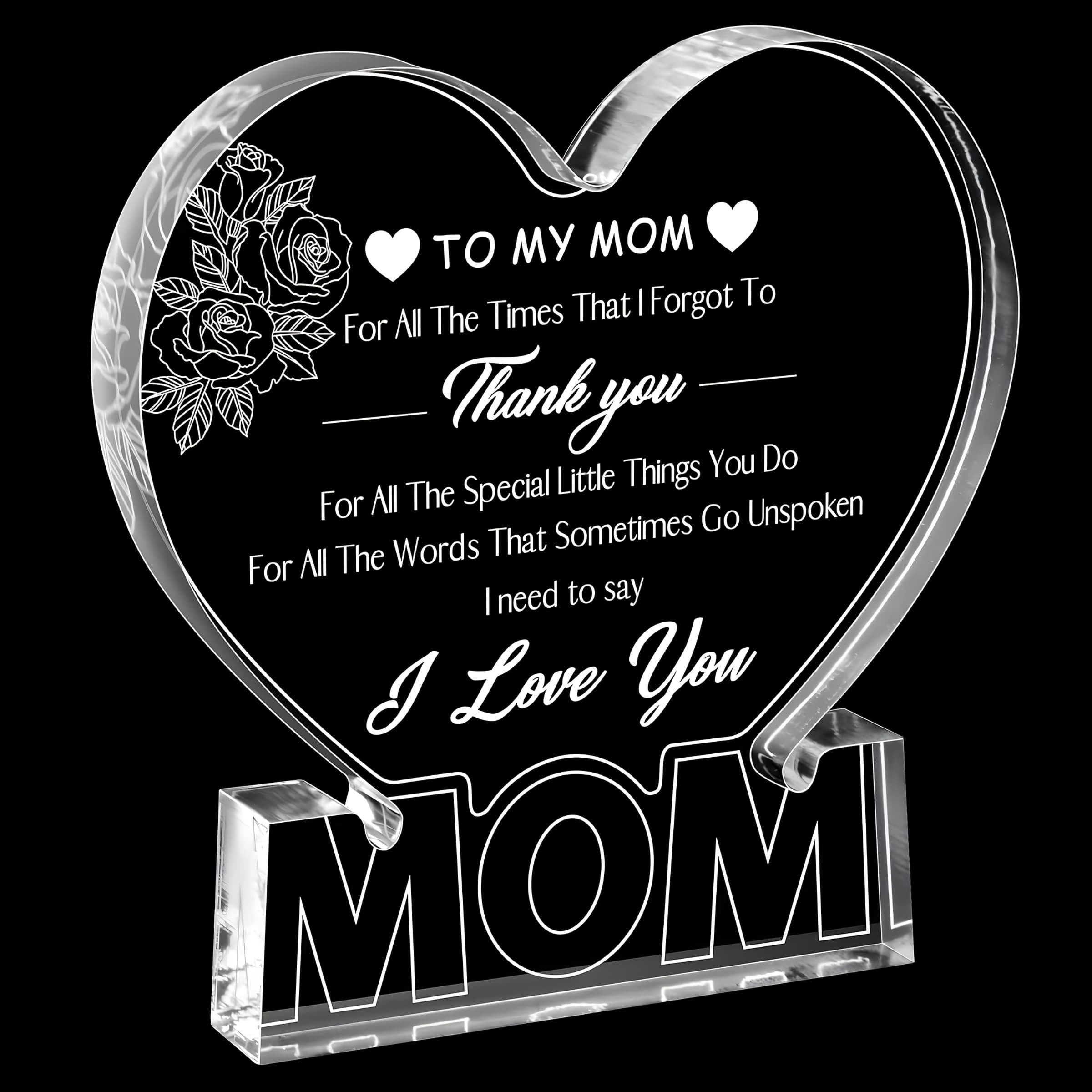 TEMU A Beautiful Heart-shaped Acrylic Plaque Featuring A Rose, Perfect As A Birthday Present For Mom Daughter, Suitable For Occasions Like Thanksgiving, Christmas, Valentine's Day, And