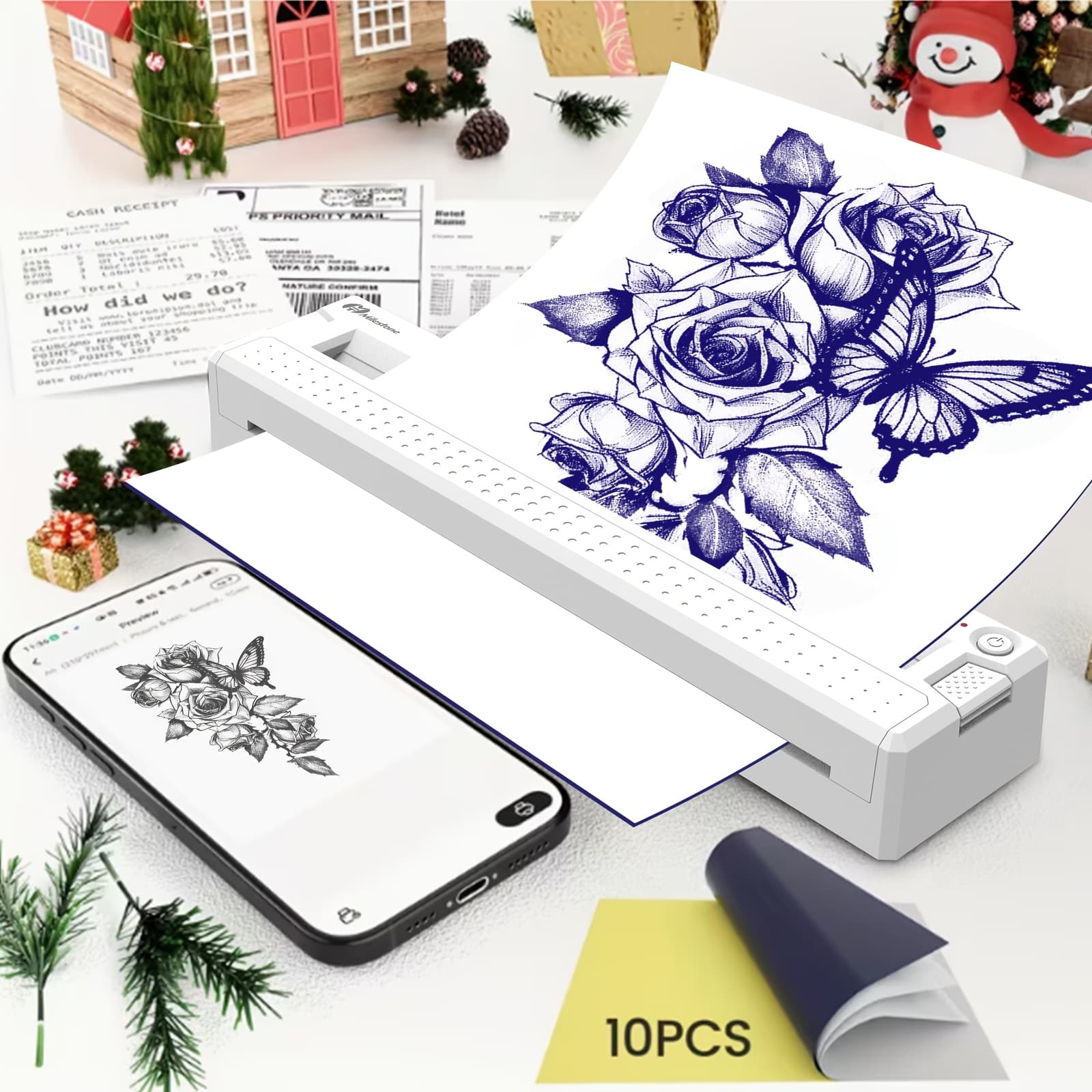 TEMU 2026 New Inkless A4 Thermal Printer, Document Printer & Tattoo Transfer Printer, Wireless Thermal Printer Compatible With Smartphones Tablets, Suitable For Thermal Paper/tattoo Transfer Paper