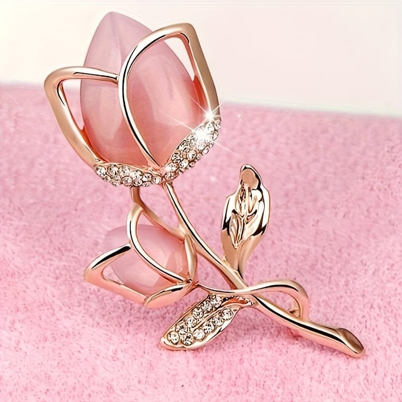 TEMU 1pc, Elegant Alloy Pin, High-end Floral Tie Pin, Suitable For Women's Dresses And Sweaters, Ideal Valentine's Day, Birthday, Wedding Gift, For , Wives, Mothers