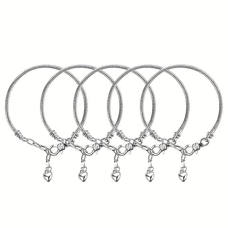 TEMU 5 Adjustable Snake-shaped Bracelets, Heart-shaped Metal Bracelets, Handmade Bracelets For Women's Jewelry Making