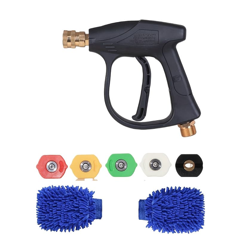 TEMU High Pressure Car Wash Foam Gun, M22-14 Thread, Heavy Duty With O-ring Leak-proof, 1l Bottle, Multi-one Nozzle, Including Microfiber Washing Gloves, Easy To