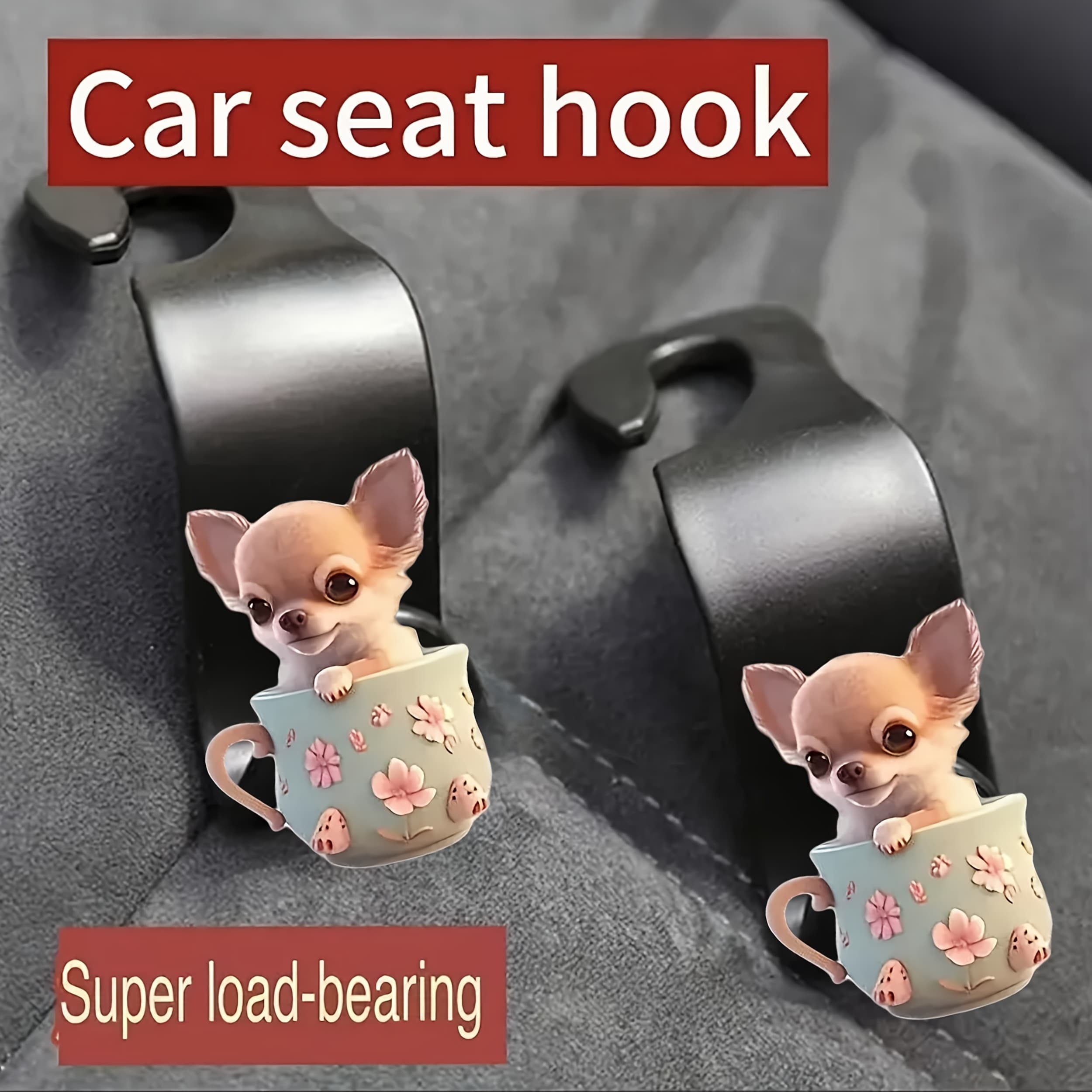 TEMU Dog-shaped Acrylic - 2d Suitable For Seat Back Coat Hangers, Multifunctional Couple Car Interior Additions, Pet Car Additions