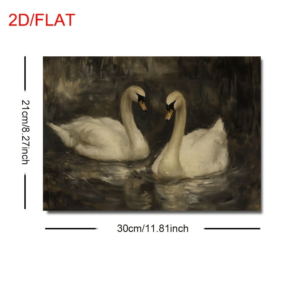 TEMU 1pc Vintage Swan Wall Art Print - Romantic Cottagecore Decor For Living Room, Bedroom, , Frameless Canvas With , Indoor Outdoor Use, Decor | | Frameless Canvas, Swan Decor