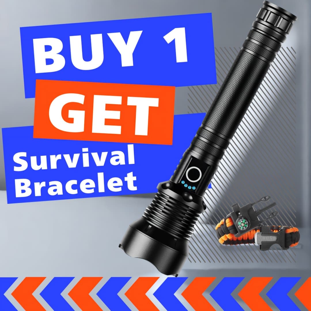 TEMU Taztir P70 Flashlights(free Survival Bracelet), 4000 Rechargeable Flashlight, Xhp70 Led Flash Light With & 5 & Ip54 Waterproof For Camping, Outdoor, Indoor, Perfect Gift For Men