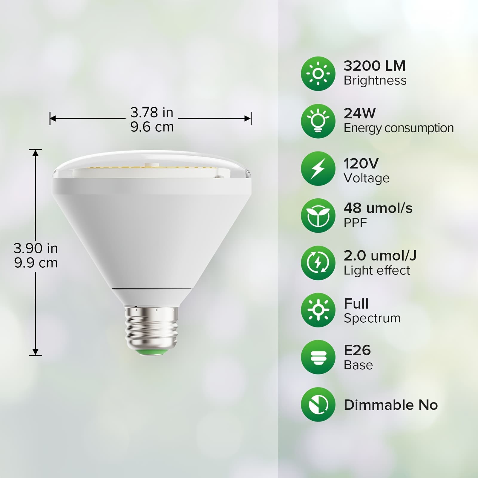TEMU Sansi 24w 3200lm Led Grow Light Bulb, Br30 Full Grow Bulb Featuring Optical Lens For Ppfd, 120° Angle Plant Light Bulb Suitable For Indoor Plants