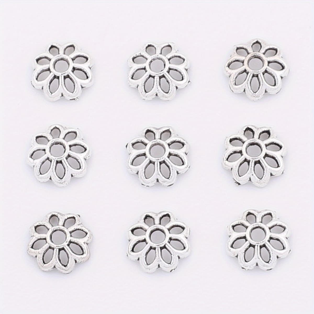 TEMU 120pcs Leaf Cutout Flower Bead Spacers, 7mm Alloy Accessories, Hollow Spacer Beads For Making – Bracelets, Necklaces, Earrings, Keychains & Pendant Design