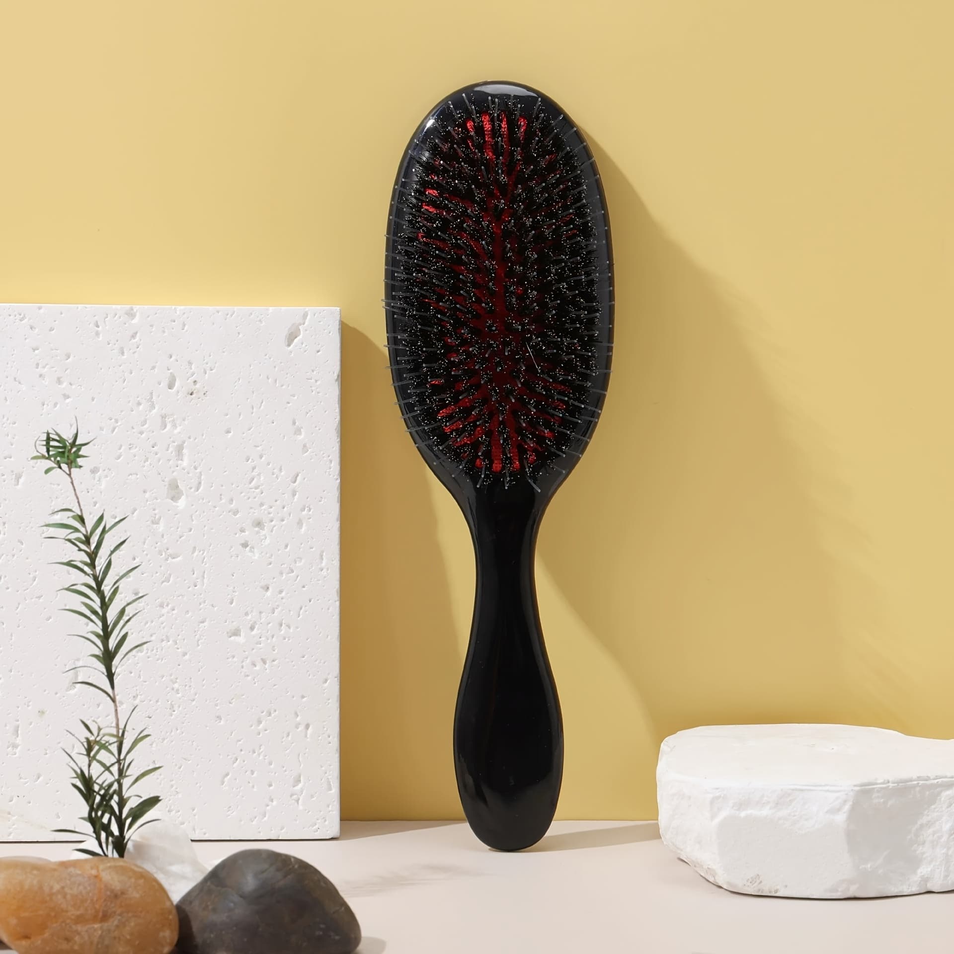 TEMU 1pc Massage Air Cushion Hair Brush With Detangling Bristles, Anti-static Round Hair Comb For Normal Hair, Handheld Oval Hair Tool For Head , Abs Plastic Handle, Home Use