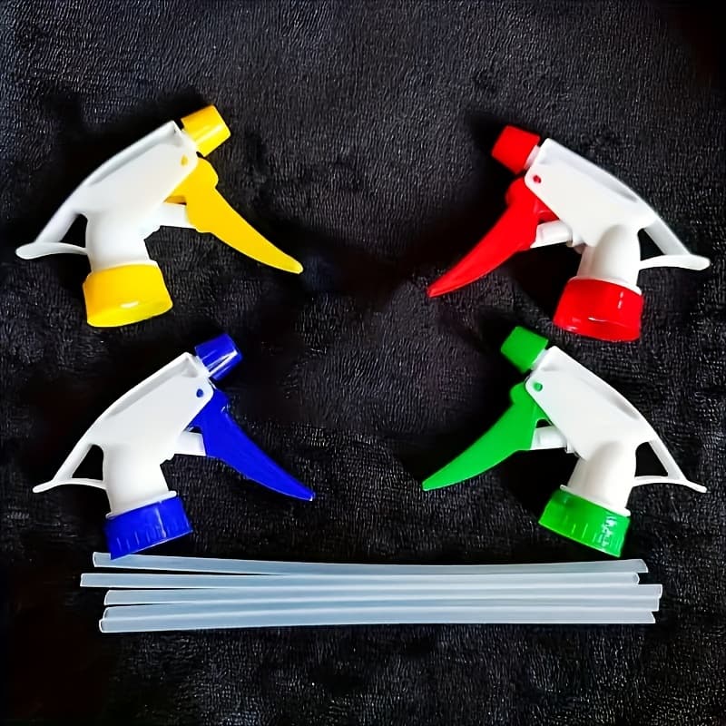 TEMU Pack Of 4 Random Color Plastic Spray Bottles - No Bps, Handheld Pressure Sprayer For Watering Plants, Universal Atomizer Nozzle Fits Most Bottles