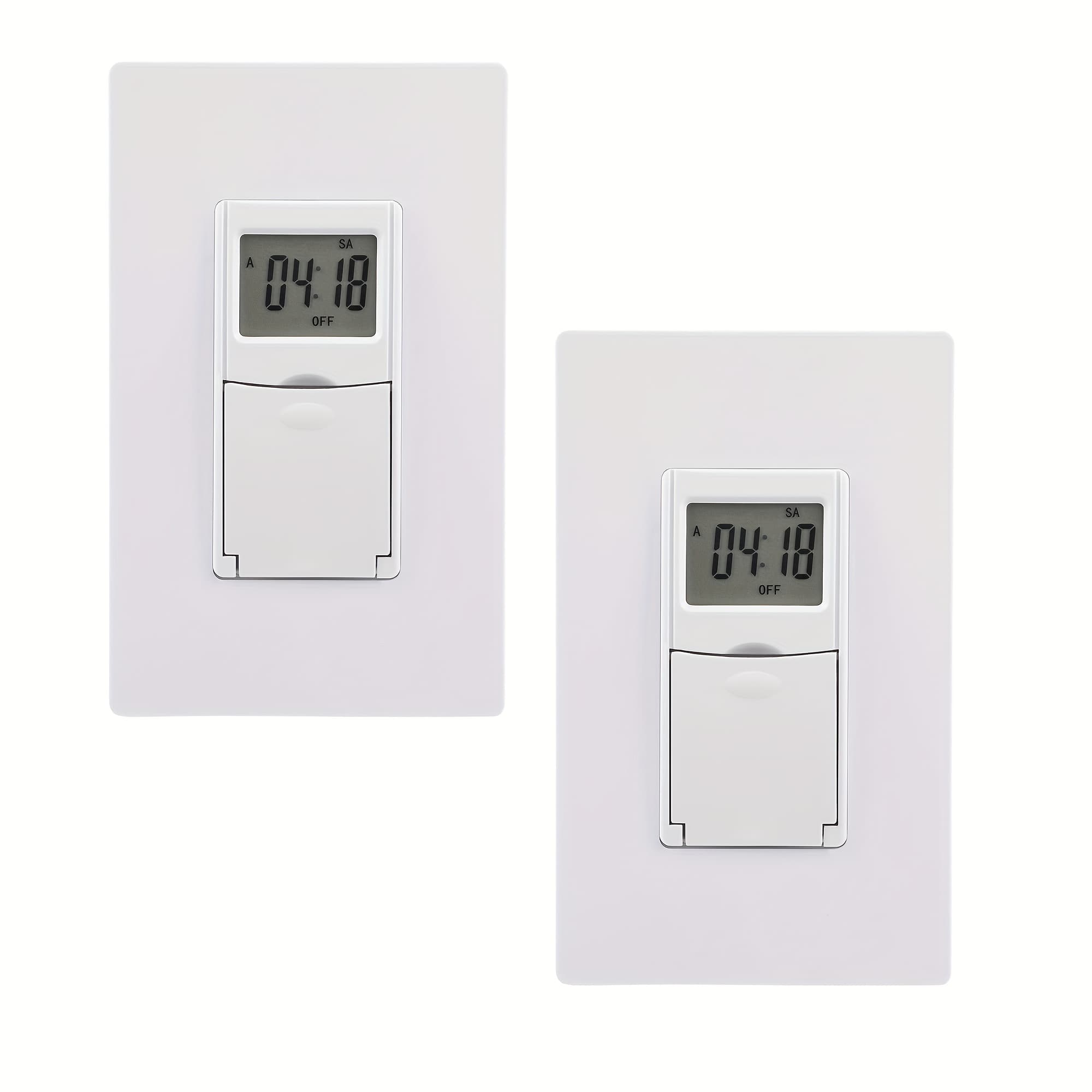 TEMU Dewenwils 2-pack Indoor In Wall Timer Switch For Light, 7 Day, 7 Settings, Dst Rdm Mode, Programmable Digital Switch Timer For Lights, Fans, Motors, Neutral Wire Required