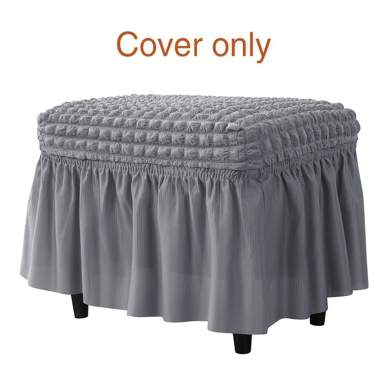 TEMU 1pc Of Elastic Bubble Gauze Waffle Patterned Skirt Hem Footstool Cover For Home And Hotel Use