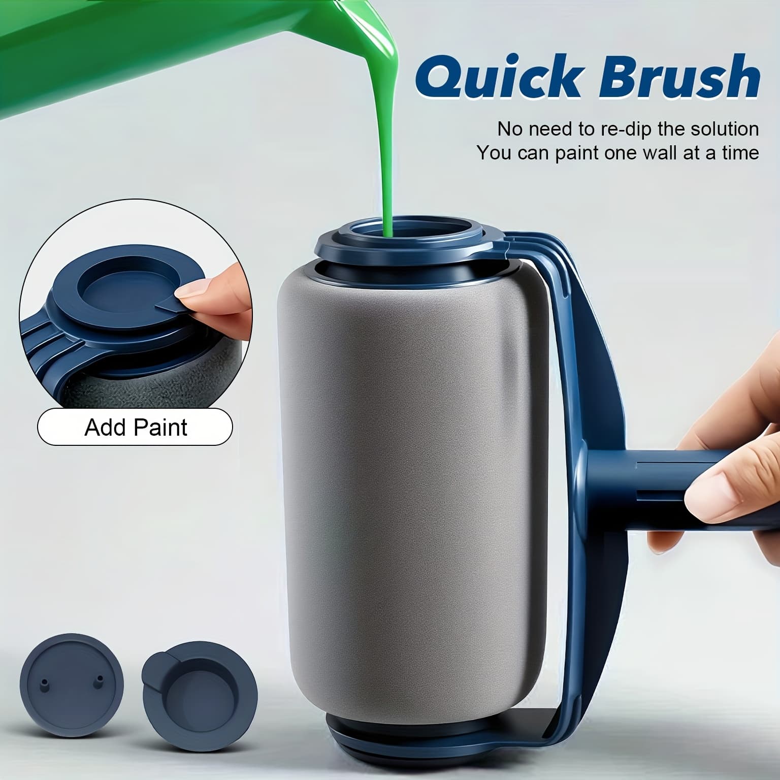 TEMU 6.3-inch Paint Roller Brush With 2 Extra Refill Paint Lids, Total 4 Sealed Paint Lids - Perfect For Wall Painting, Home Repairs & Decor Maintenance