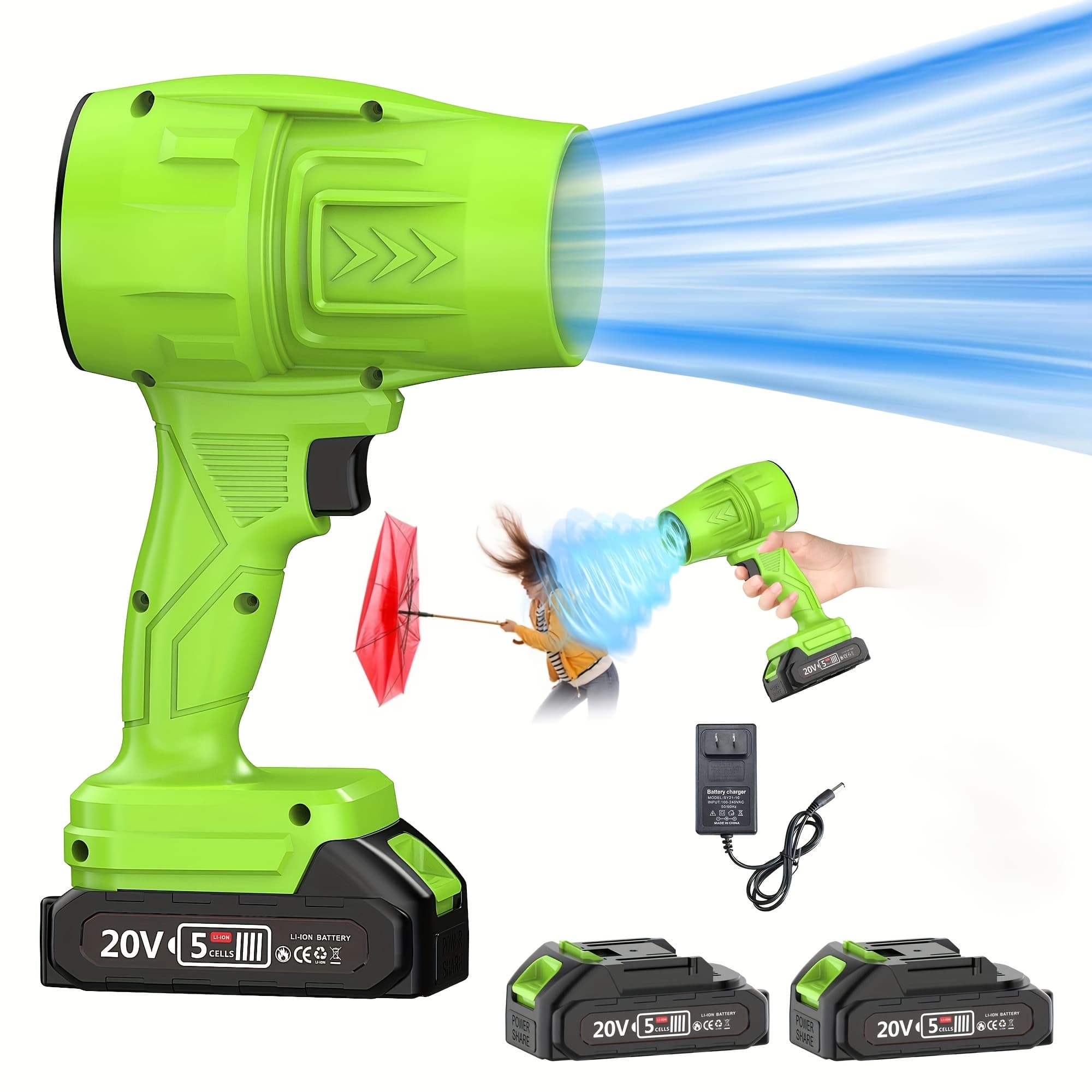 TEMU Powerful 50000rpm Cordless Leaf Blower, 20v Blower For Car Drying, Leaf Snow Dust Blowing, With Battery, Perfect Christmas Gift, Holiday Gift Idea, Home Outdoor Cleaning Tool