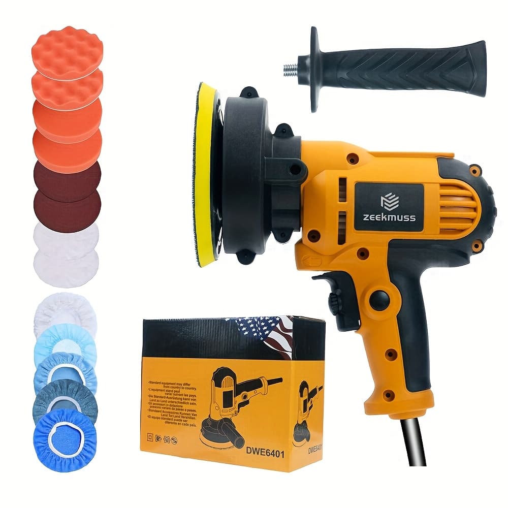 TEMU Zeekmuss 5 Inch Industrial Polishing Machine Set, 1000-4500 Rpm Variable Speed, Comes With Polishing Disc Set, Suitable For Polishing And Waxing.