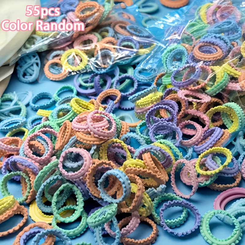 TEMU Random Color 55pcs Lace Thumb Rings, Colorful Hair Ties For Women - Non-damaging Elastic Bands With , Versatile Head Accessories And Gifts Ideal For Halloween, Thanksgiving & Christmas