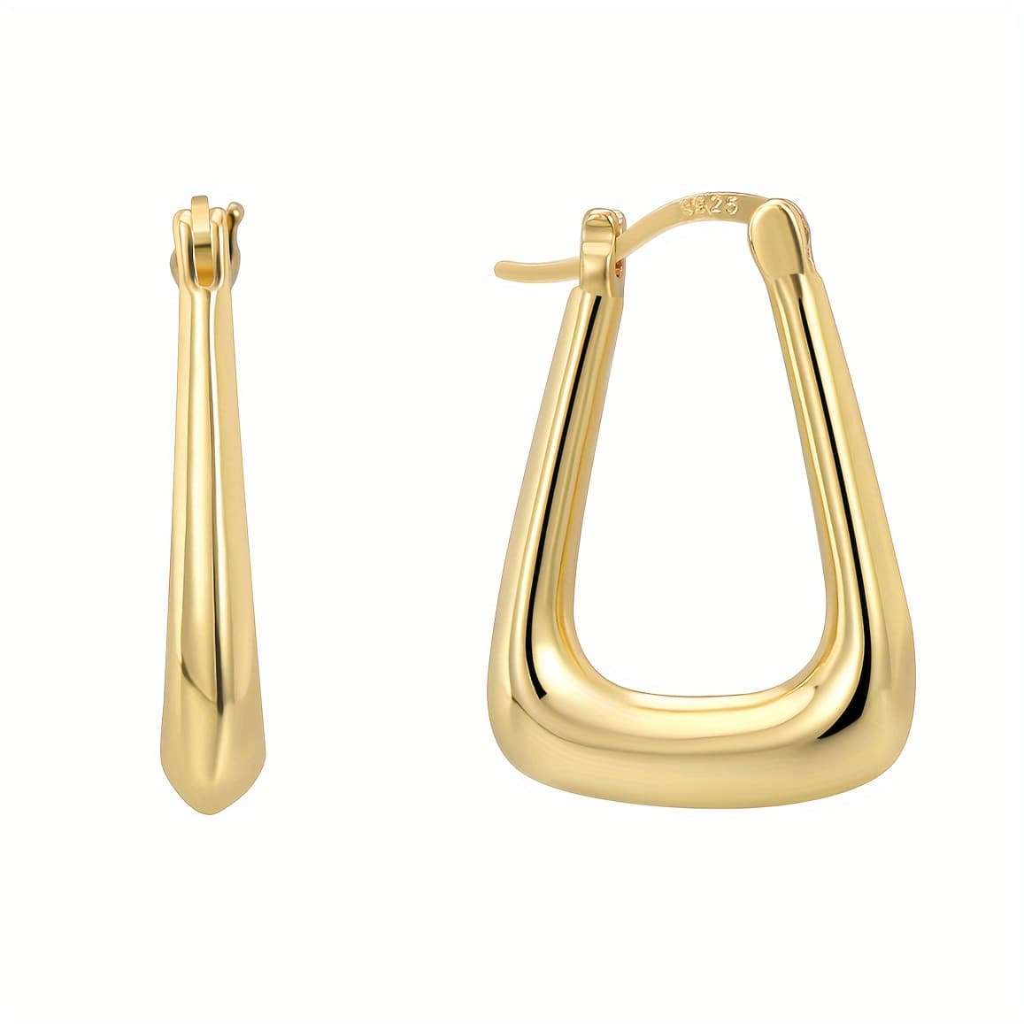 TEMU Hoop Earrings For Women Brass Medium Geometric Shape Hoop Earrings 24mm, Earrings For Women, Best For Christmas