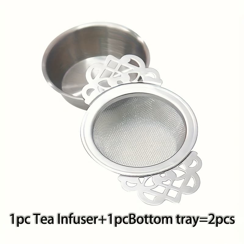 TEMU 2 Pack Stainless Steel Tea Strainer, With Floral Lace Design - Reusable, Durable, Easy To Clean, Suitable For Loose Leaf , Perfect For Home Use, Tea Filter For Teapot