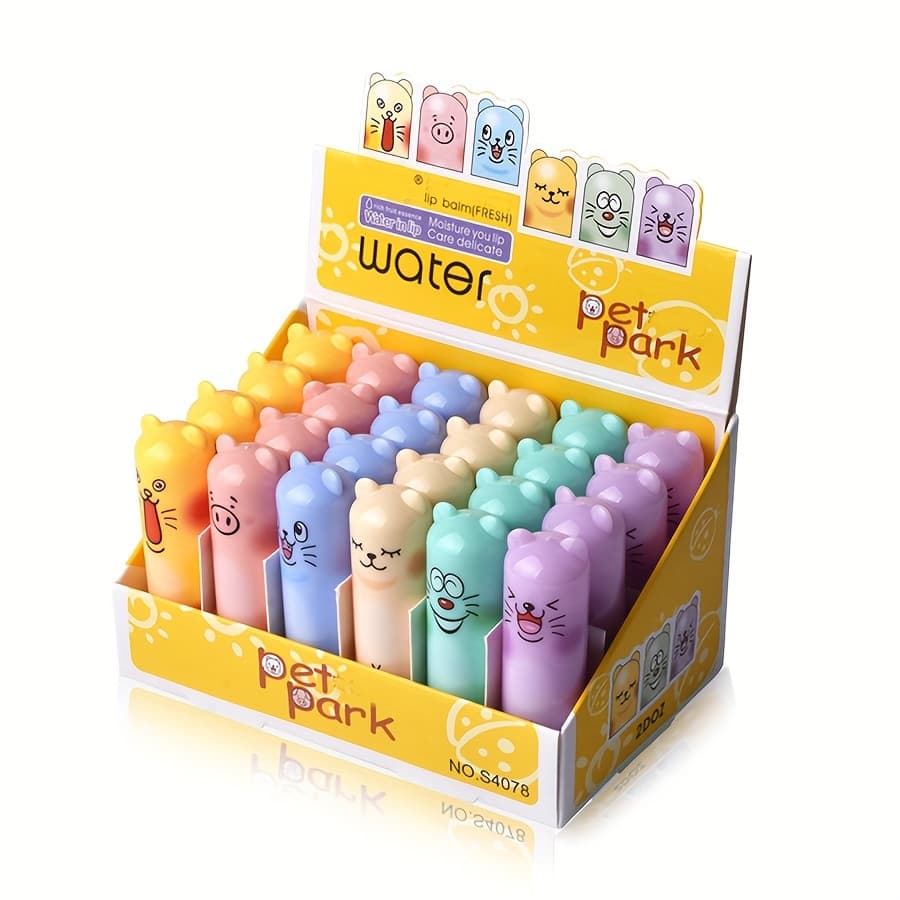 TEMU Set Of 24 Adorable Lip Balms - Hydrating And Durable, Allergy-friendly, Shiny End, For Skin Type, Key Components: Minerals And Plant-derived Squalane