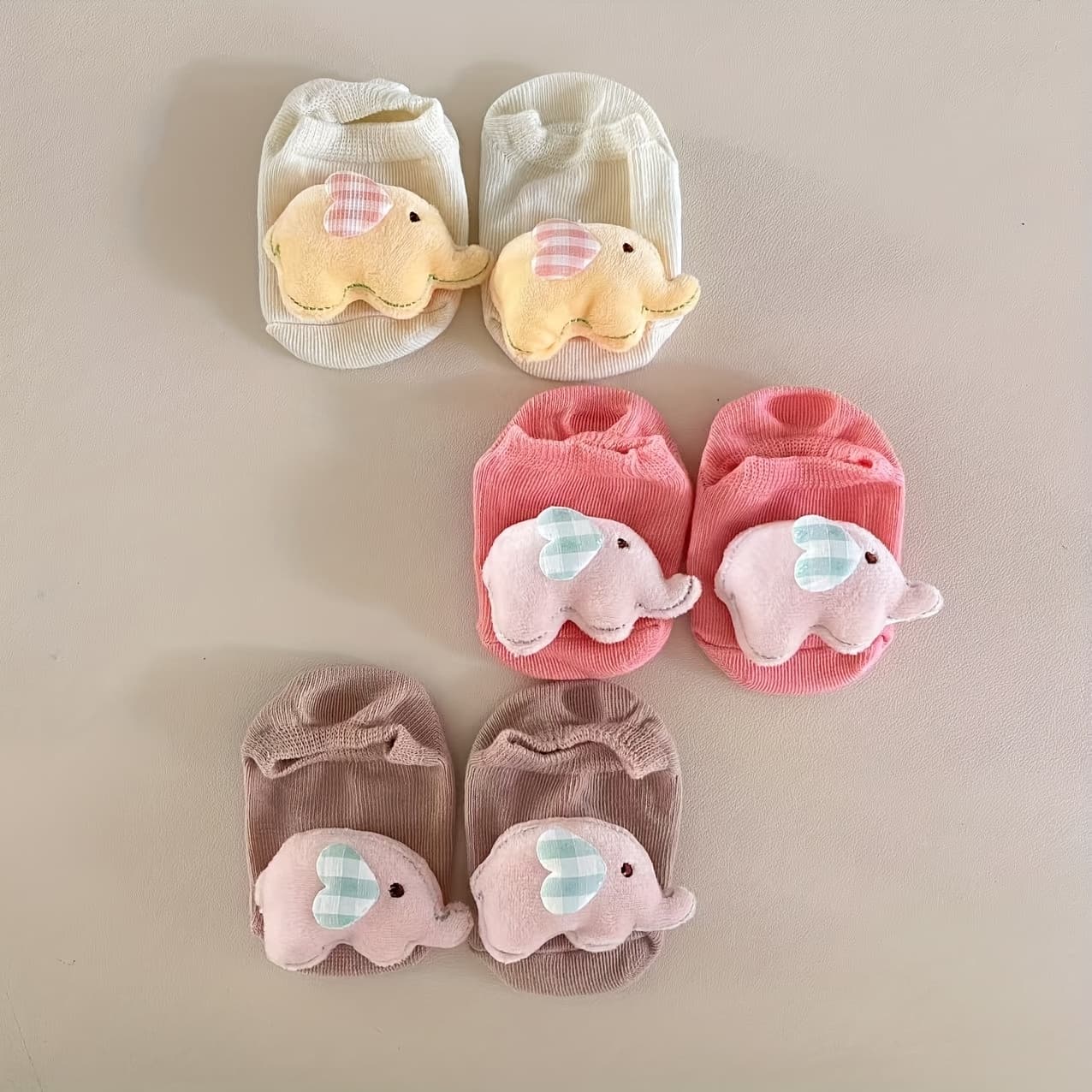 TEMU 3 Pairs, Elephant Non-slip Boat Socks Baby Cute Indoor Anti-slip Socks Elastic And Comfortable