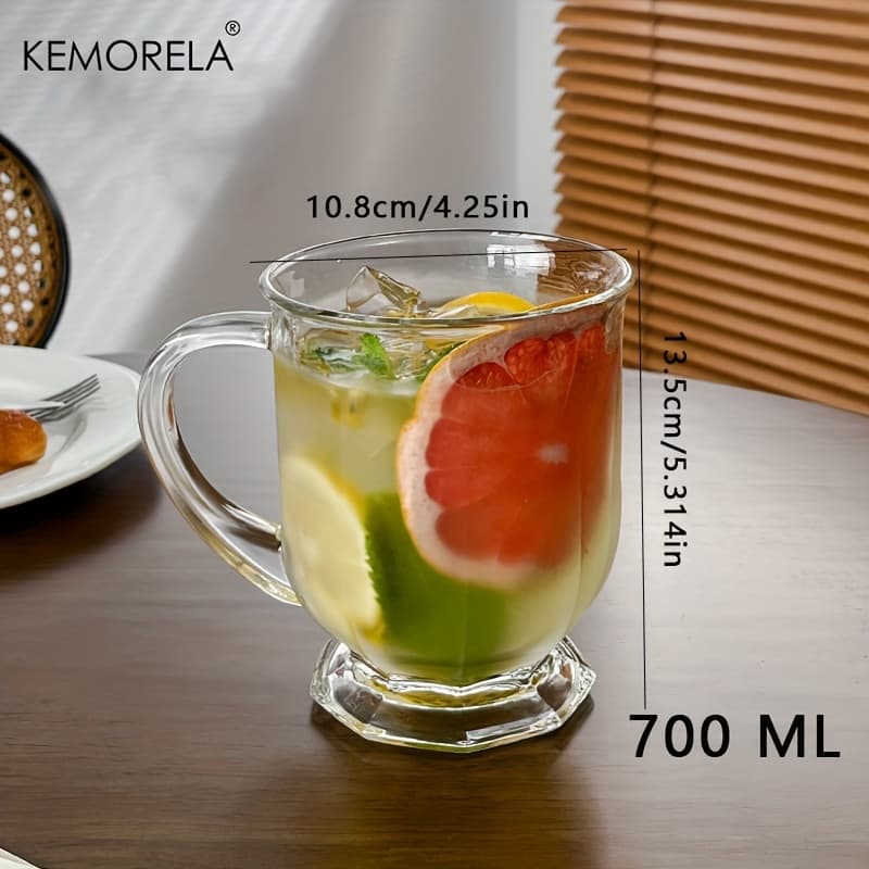 TEMU Kemorela 1pc Large Capacity Retro Glass Cup -, Hand Wash Only, Perfect For Iced Tea, Juice, Coffee & Milk | Ideal Holiday Gift For Home Or Restaurant Use